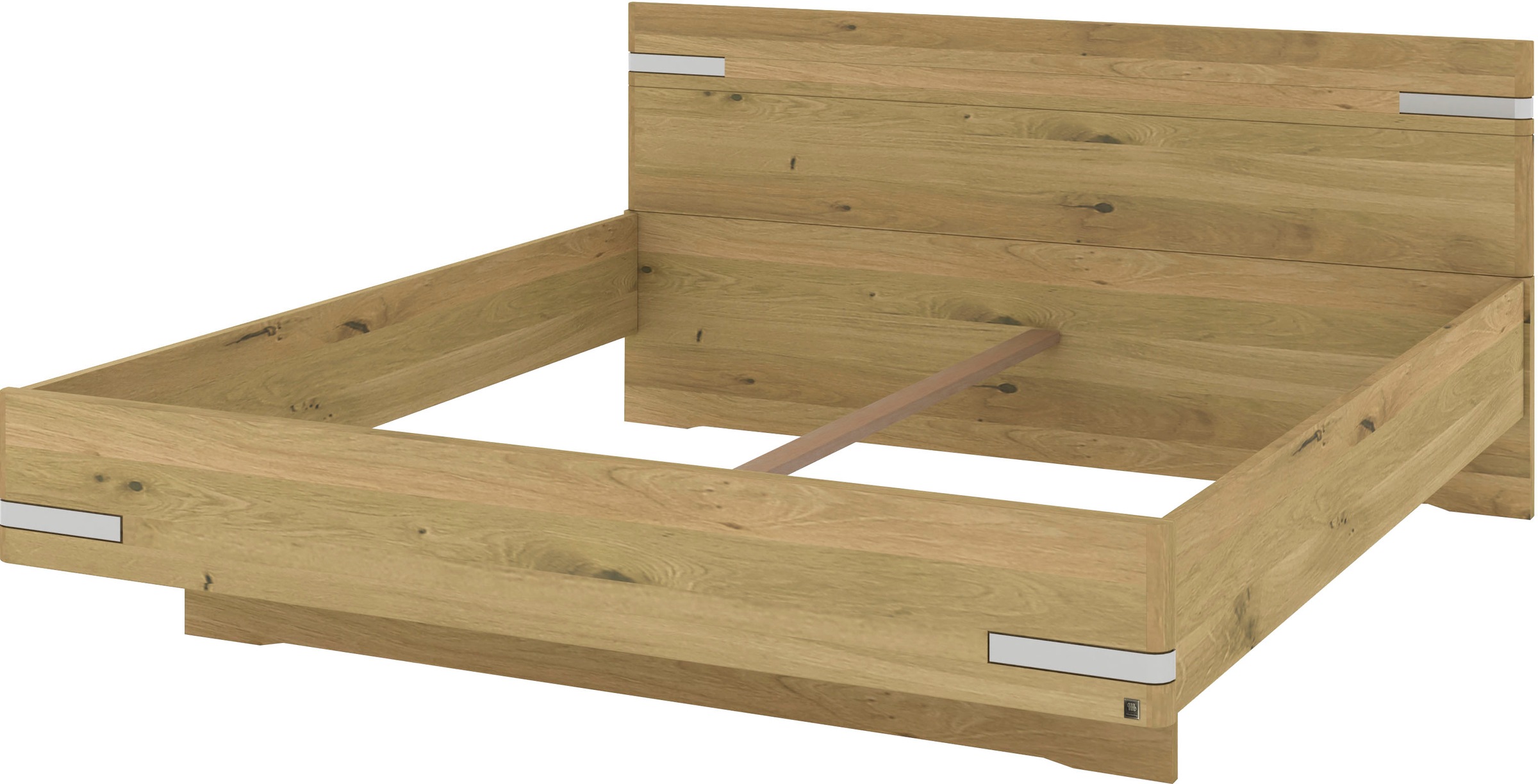 Musterring Holzbett »Savona«, (Belastbarkeit 220 Kg, 4-fache Liegehöhenverstellung, MADE IN GERMANY), Kopfteil in Bianco-Eiche massiv, Details in Chrom, verschiedene Größen