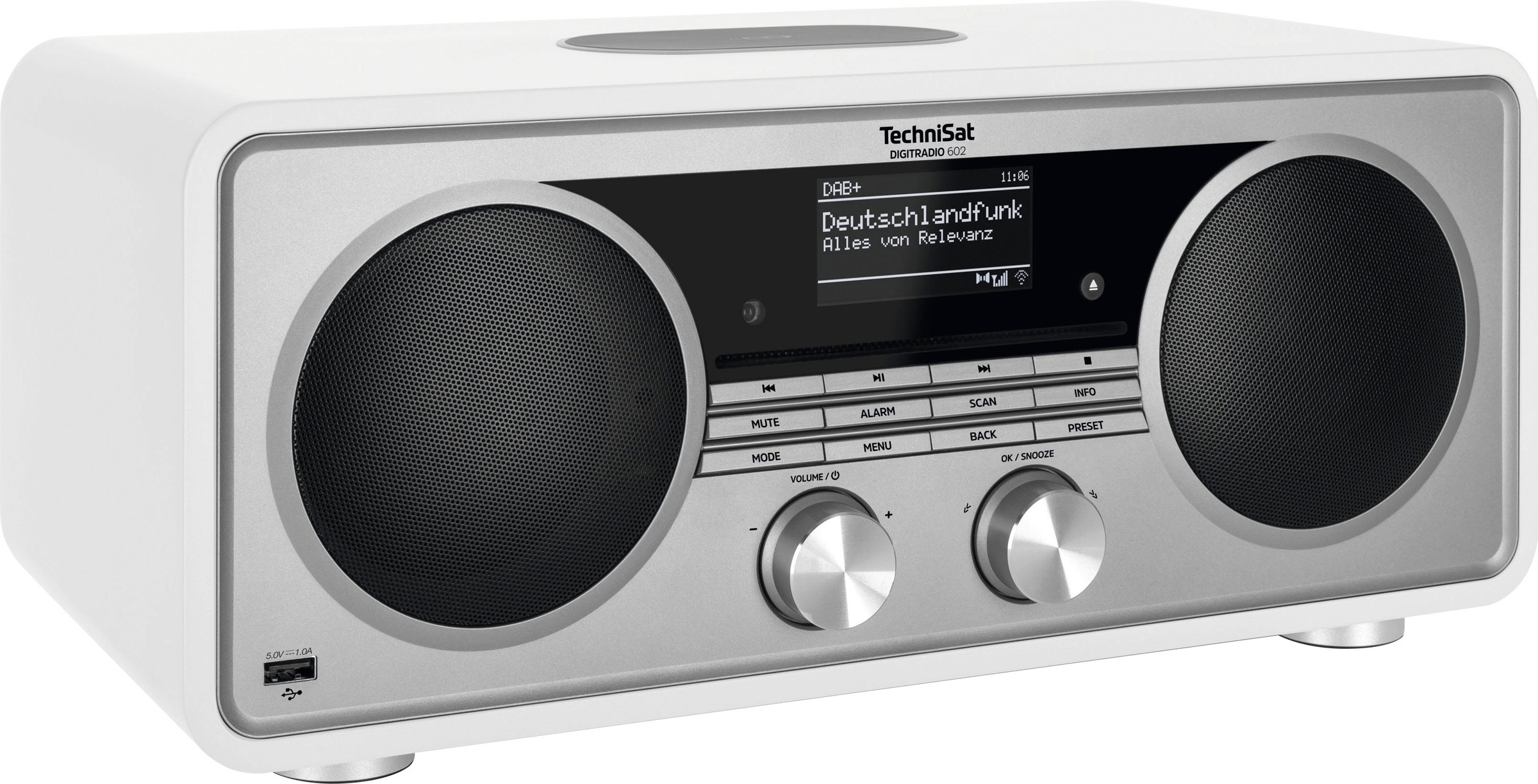 TECHNISAT Internet-Radio »DIGITRADIO 602« (Bluetooth WLAN Digitalradio (DAB+) UKW mit RDS 70 W) Stereoanlage, CD-Player Weiß/Silber