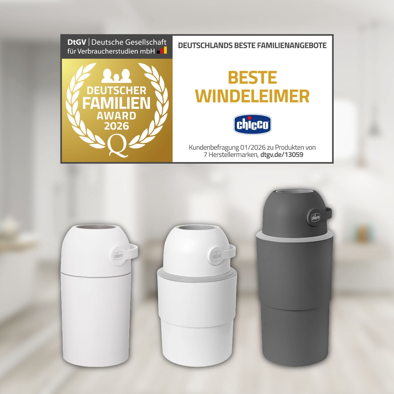 Chicco Windeleimer »Odour Off« inkl. 1 Pack Müllbeutel Odouzr off; teilweise aus recyceltem Material