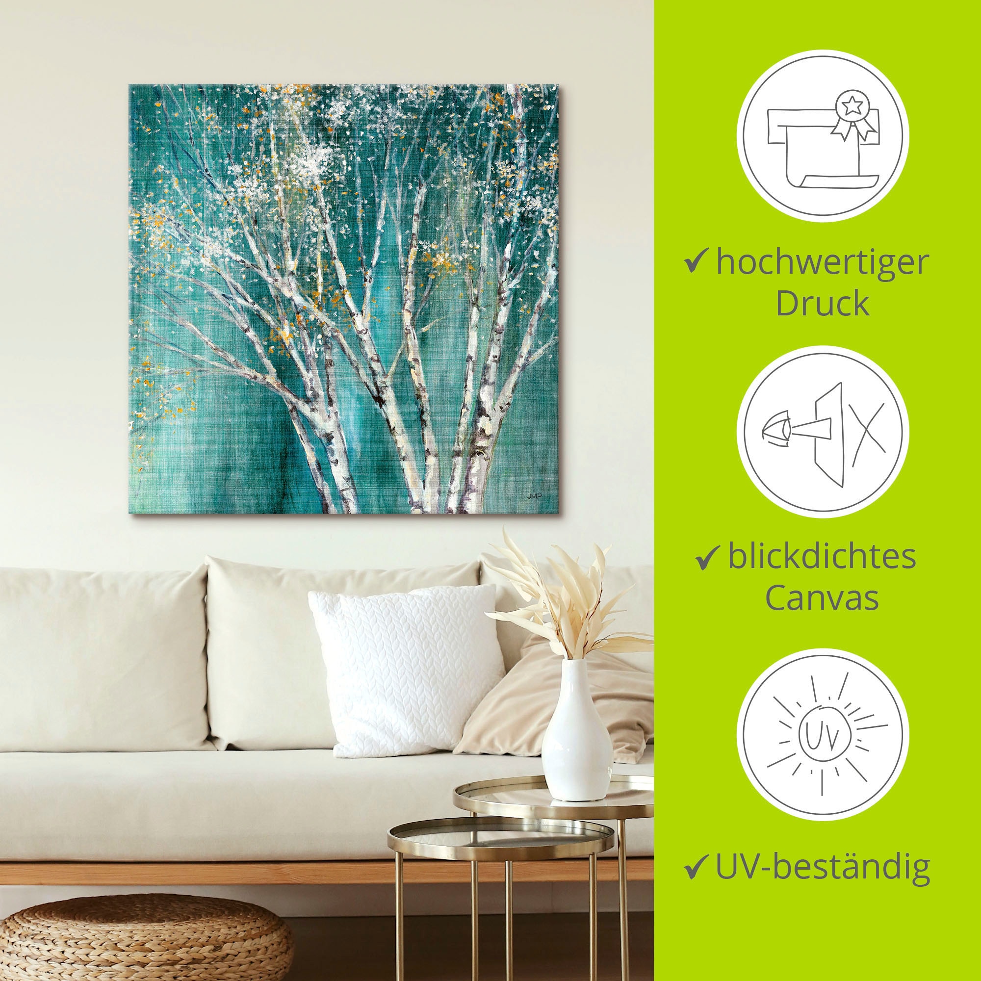 Artland Leinwandbild »Blaue Birke« Bäume 1 Stk. tlg. auf Holzrahmen gespannt