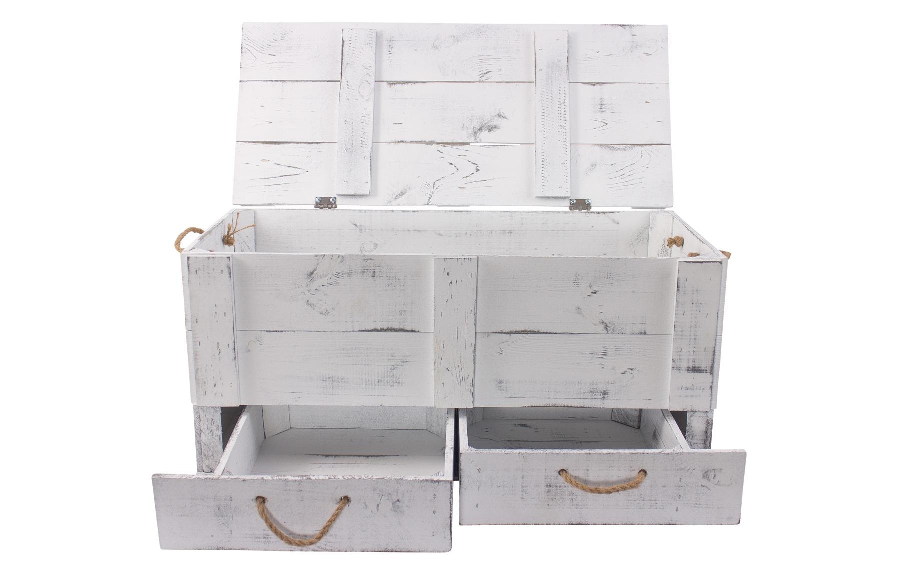 Holz Zollhaus Holzkiste »Vintage Shabby Weiss, 85 x 40 cm« Herkunftsland Ukraine, Holzart Kiefer