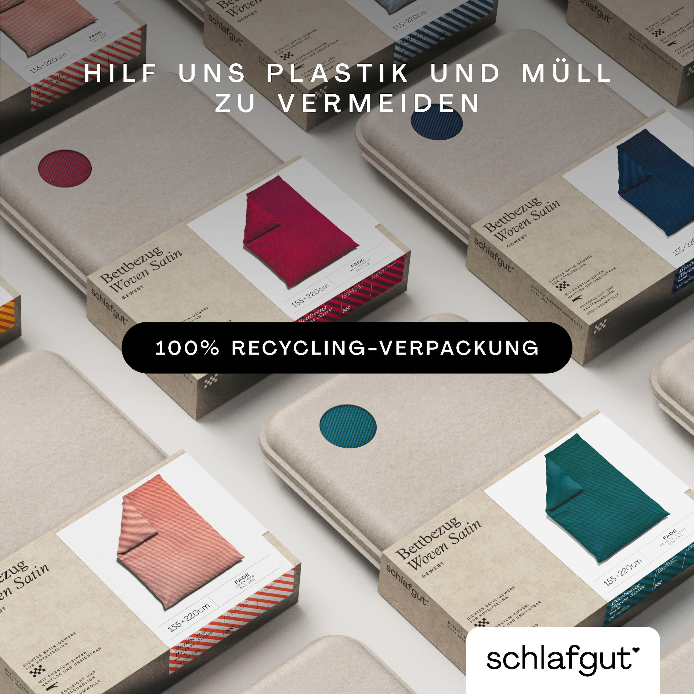 Schlafgut Bettbezug »Woven Satin Fade mit feinen Streifen«, (1 St.), mit Farbverlauf, Mix & Match: passender Kissenbezug erhältlich