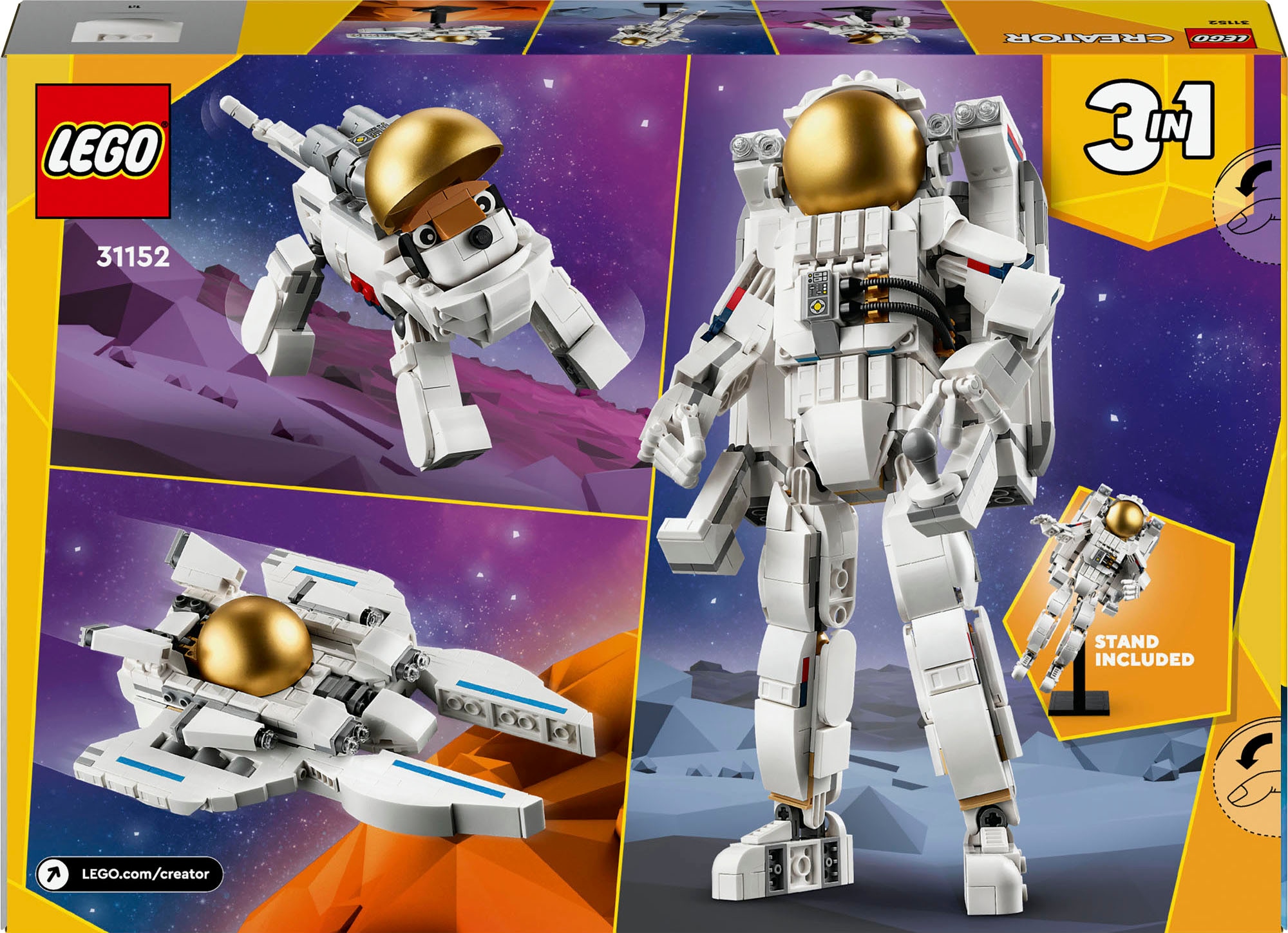LEGO® Konstruktionsspielsteine »Astronaut im Weltraum (31152), LEGO Creator 3in1«, (647 St.), Made in Europe