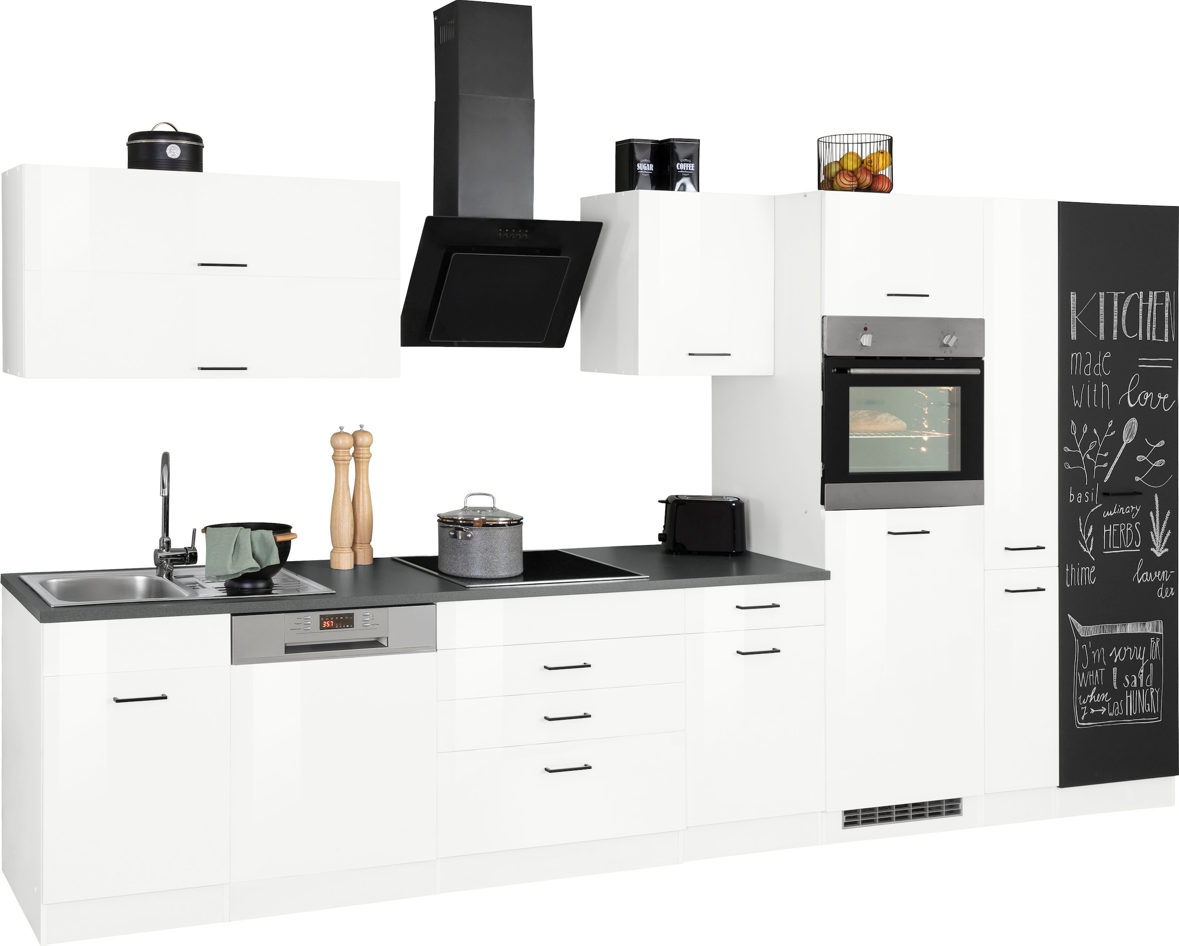KOCHSTATION Küchenzeile »KS-Trier«, mit E-Geräten, Breite 380 cm