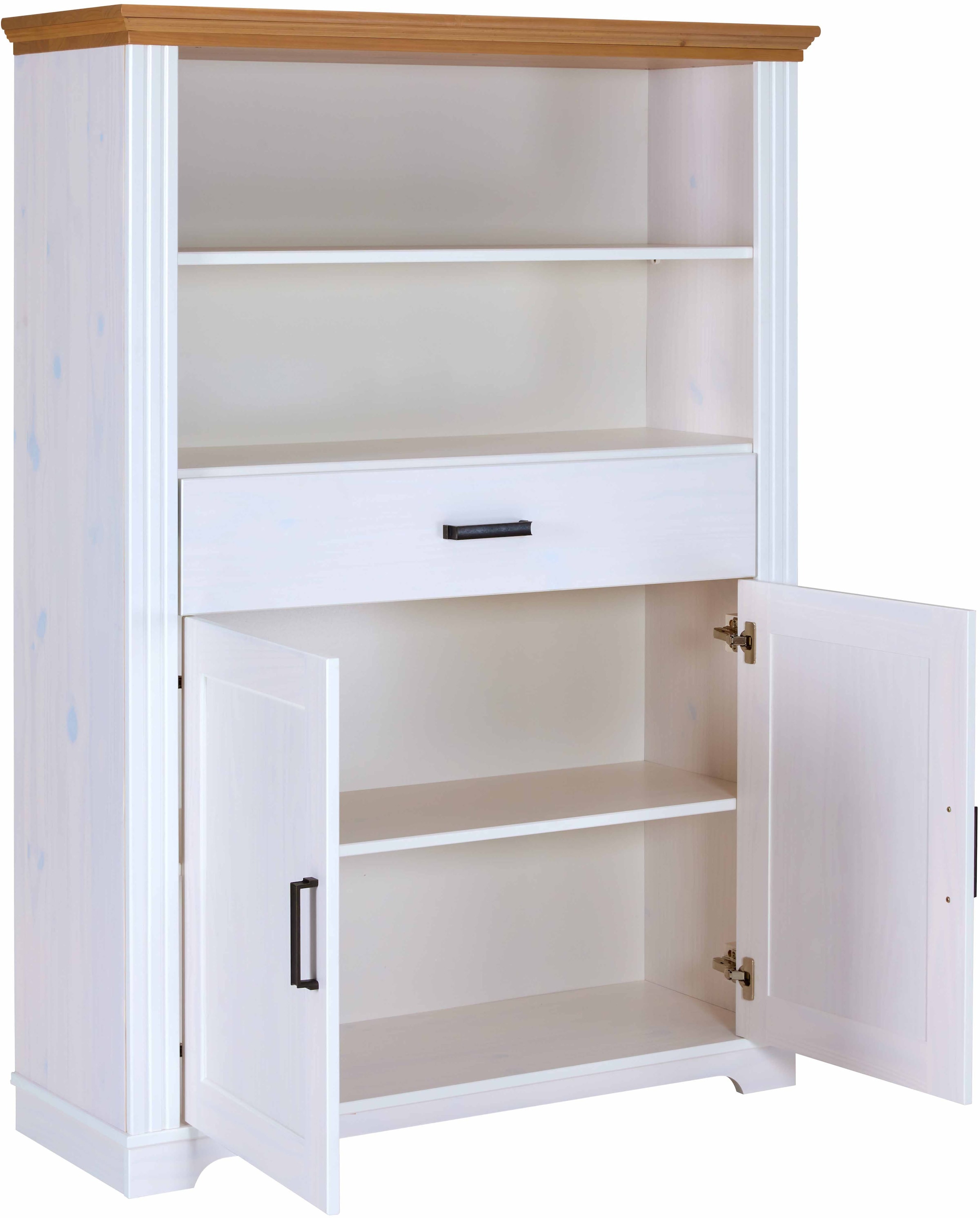 Inter Link Highboard »Highboard Maluno« 1 Stk. tlg. Kiefer Massiv, Soft-Close, Stauraum, BxTxH: ca. 117,2 x 41 x 163 cm