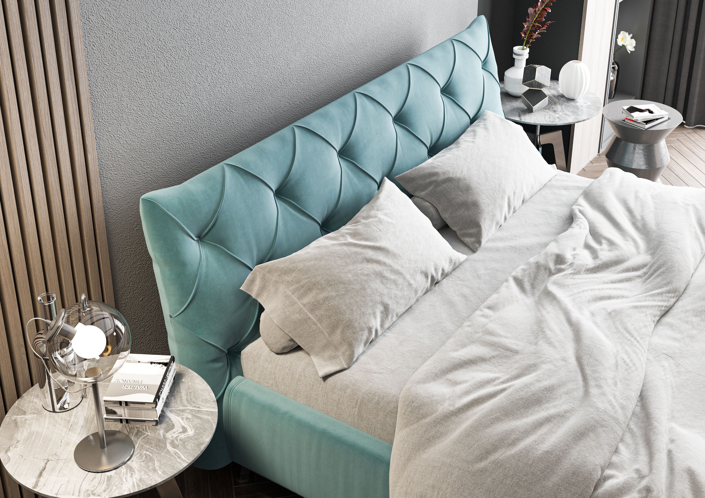 PLACES OF STYLE Polsterbett »Elloree in 4 Breiten bis 200cm, auch in Leder« Kopfteilhöhe 105cm, belastbar bis 280 kg, auch in Überlänge 220cm