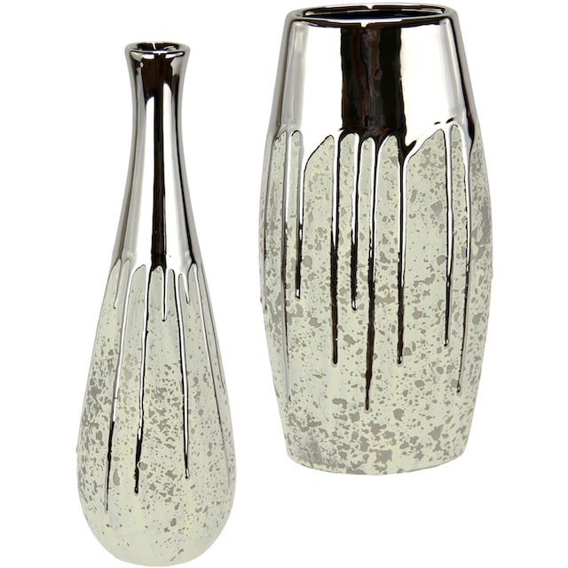 I.GE.A. Dekovase »Dekovase«, Keramik 2er Set Trockenblumen Zylinder matt  glänzend Vasen Pampasgras auf Raten bestellen