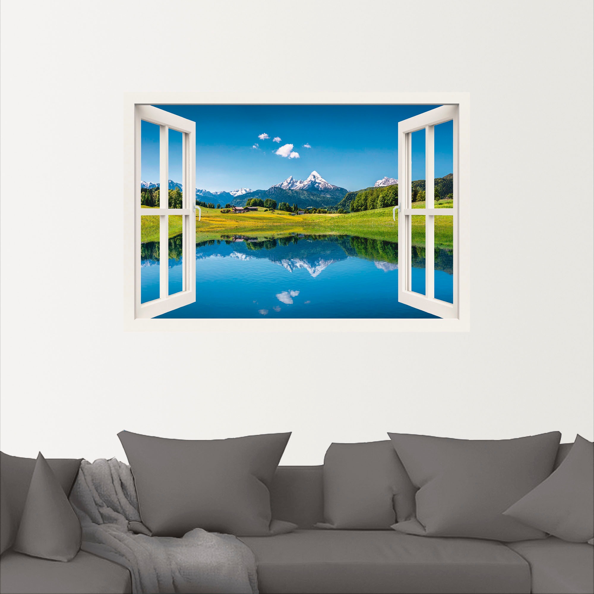 Artland Wandbild »Fensterblick Alpen und Bergsee«, Berge, (1 St.), als Lein günstig online kaufen