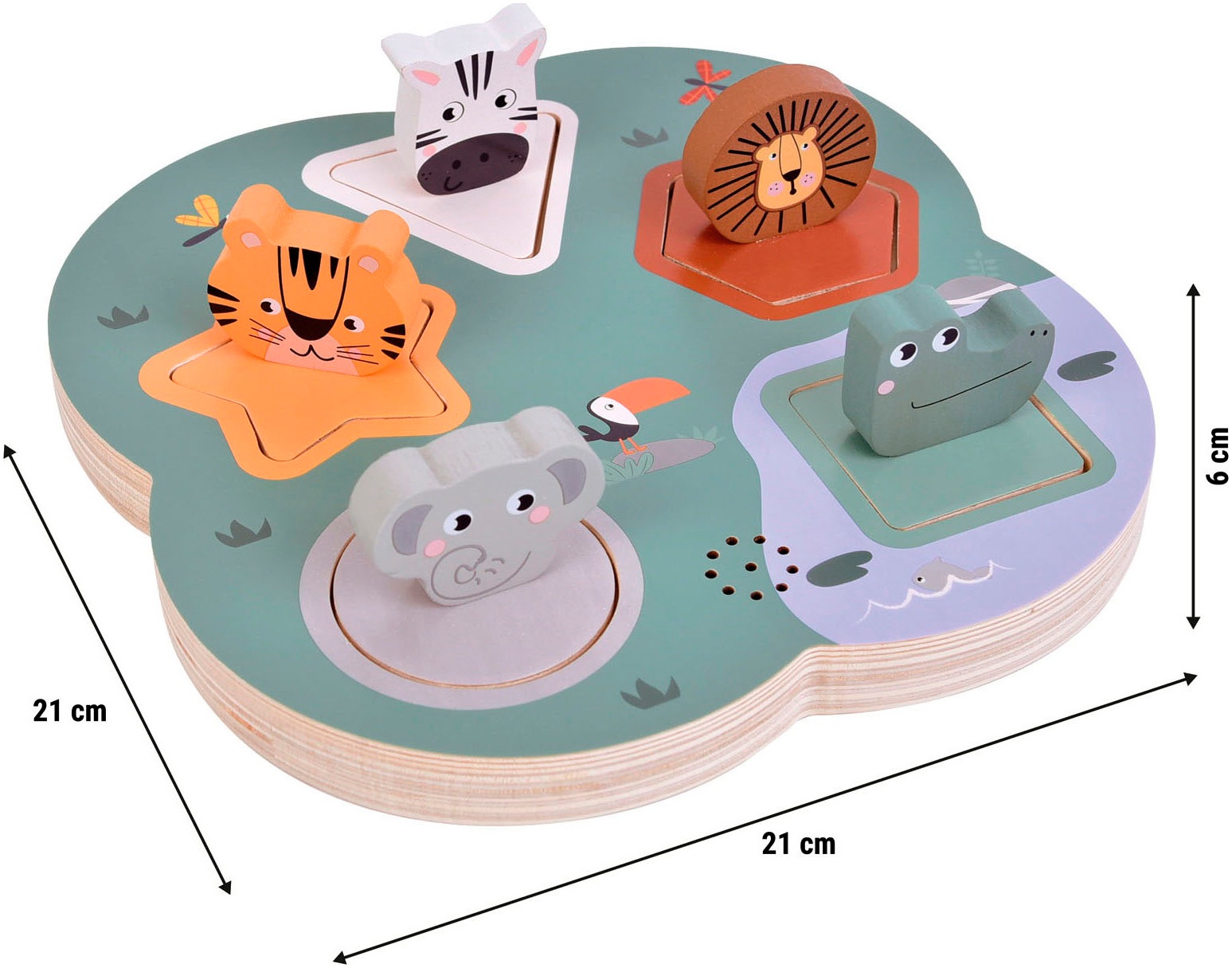 Small Foot Steckspielzeug »Steckpuzzle Safari Tierlaute 3D« mit Geräuschfunktion