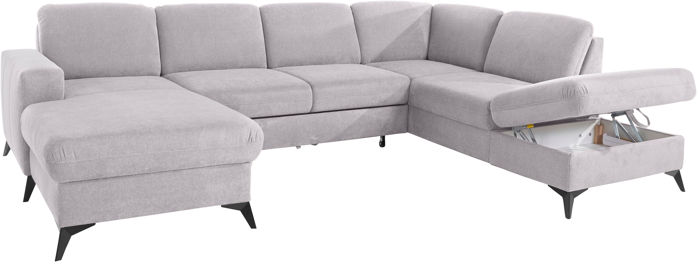 Places of Style Wohnlandschaft »Lolland U-Form«, Wahlweise mit Bettfunktion und Stauraum, auch mit abwischbarem Bezug