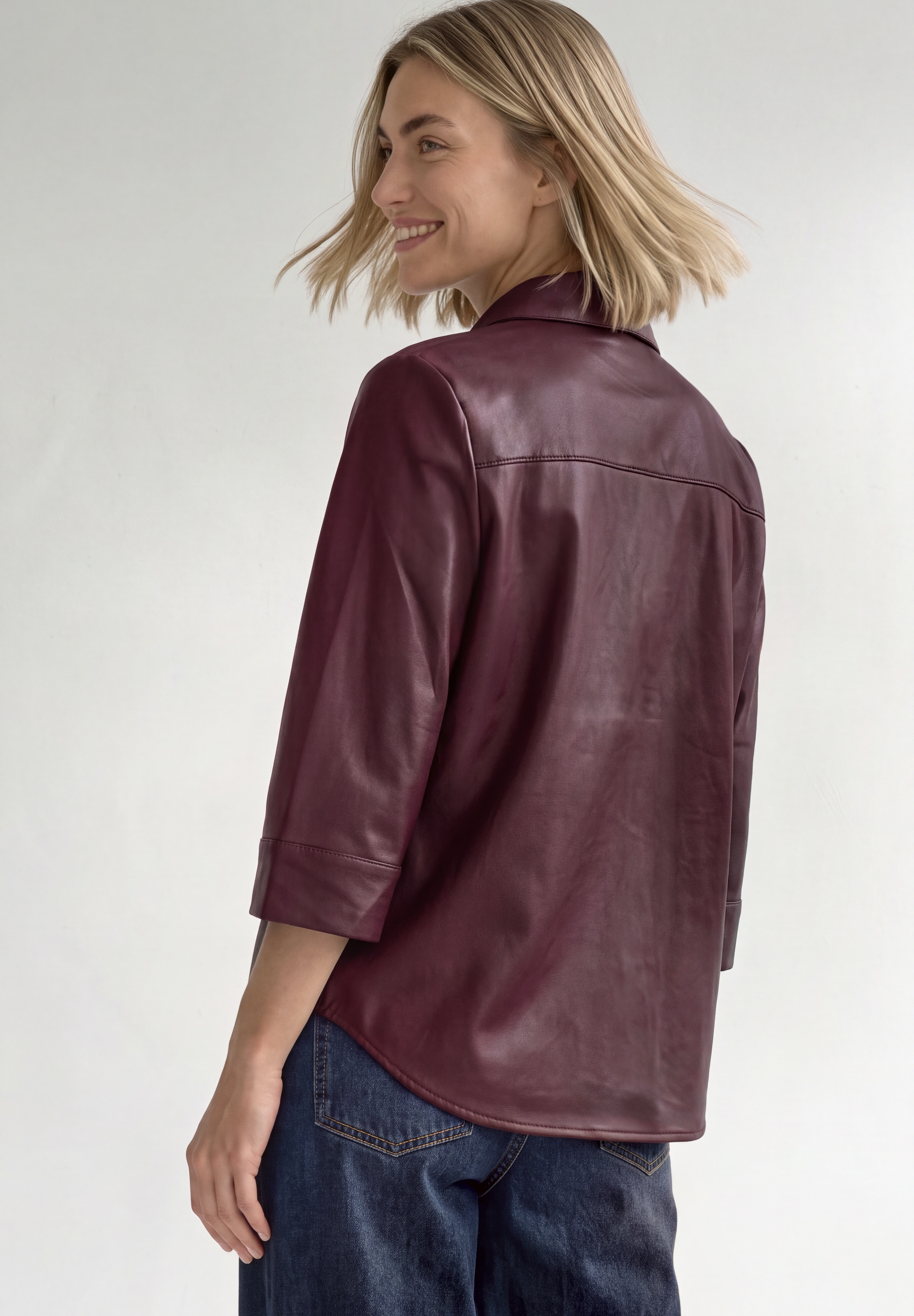 STREET ONE Hemdbluse 3/4-Arm Hemdbluse im Leder-Look