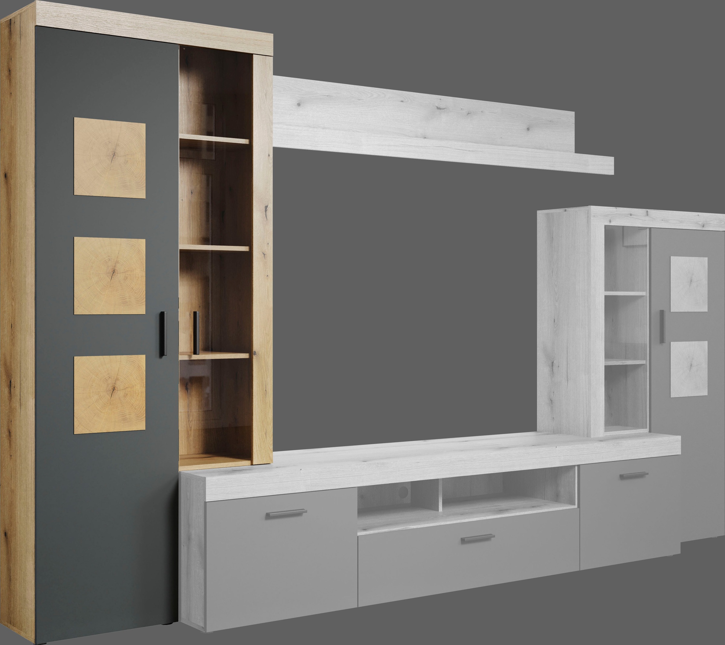 Home affaire Stauraumvitrine »Ghent«, (Packung, 1 St.), Mit Hirnholzapplikationen