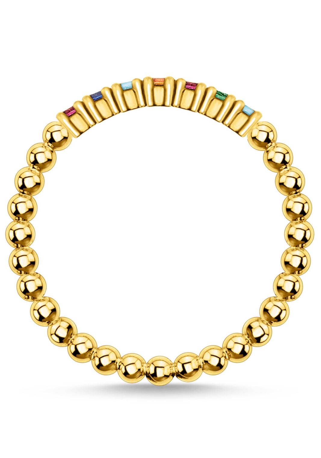 THOMAS SABO Fingerring »Kugeln mit Steinen, TR2323-051-14-52-60, TR2323-488-7-52-60«, mit Glas-Keramik Stein, Korund, Zirkonia (synth.)