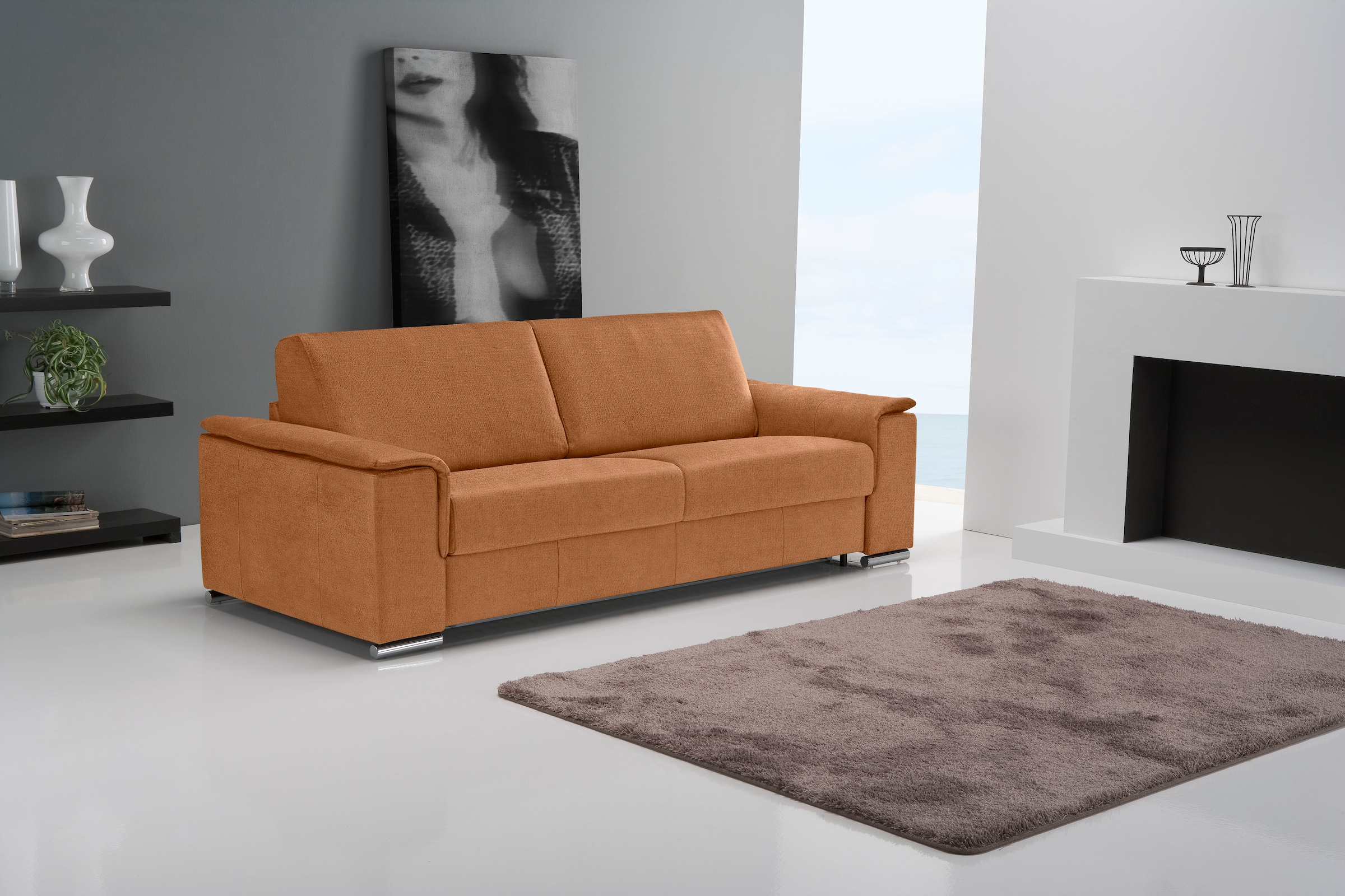 Egoitaliano Schlafsofa »Cecilia, modern & elegant, erstklassiger Sitzkomfort, Dauerschläfer« inkl. Matratze und hochwertigem Metallbettrahmen, toller Schlafkomfort