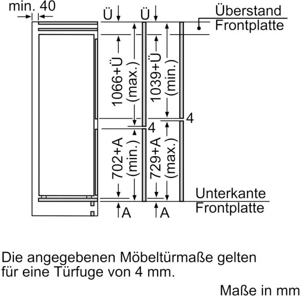 BOSCH Einbaukühlgefrierkombination »KIS86AFE0«, KIS86AFE0, 177,2 cm hoch, 55,8 cm breit