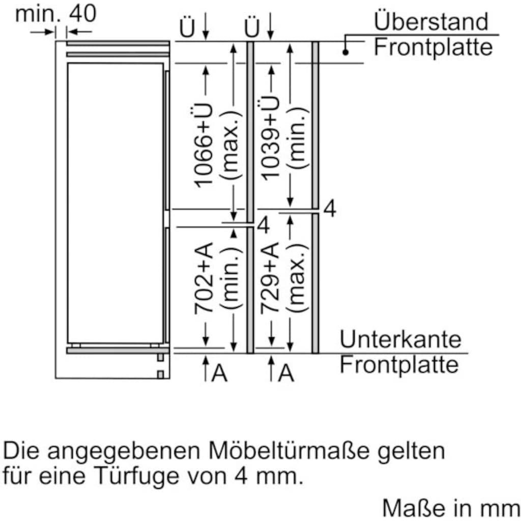 BOSCH Einbaukühlgefrierkombination »KIS86AFE0«, KIS86AFE0, 177,2 cm hoch, 55,8 cm breit