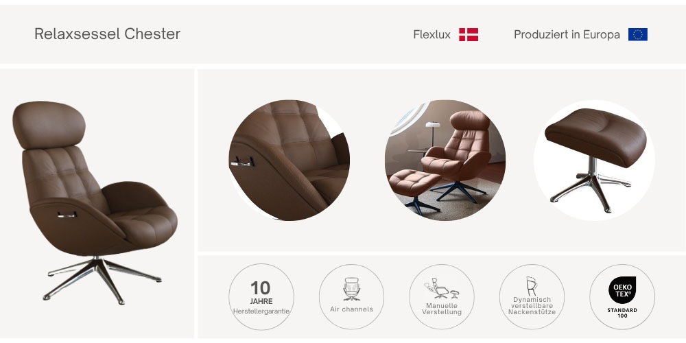 FLEXLUX Relaxsessel »Chester, Funktionssessel, Hoher Komfort, Scandi, Drehb günstig online kaufen