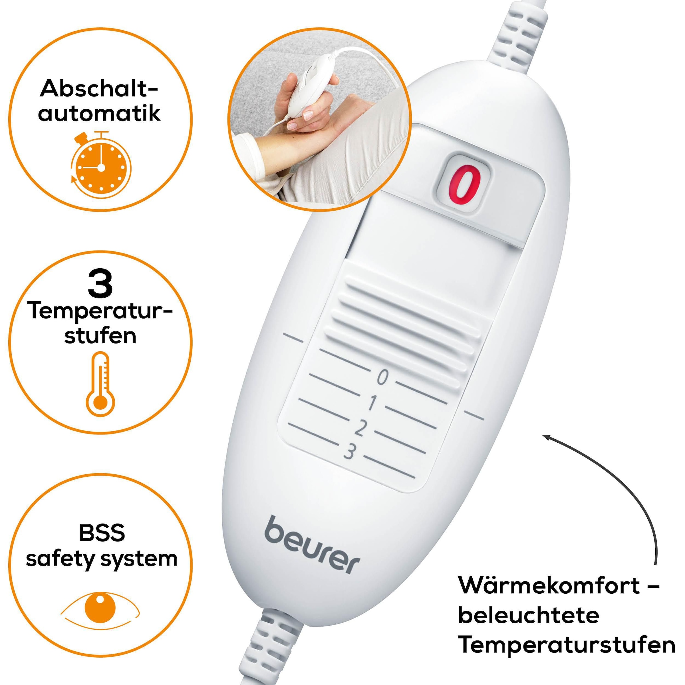 BEURER Wärmeunterbett »UB 64 in praktischer Spannbetttuch-Form«, 3 Temperaturstufen für ein kuschelig vorgewärmtes Bette