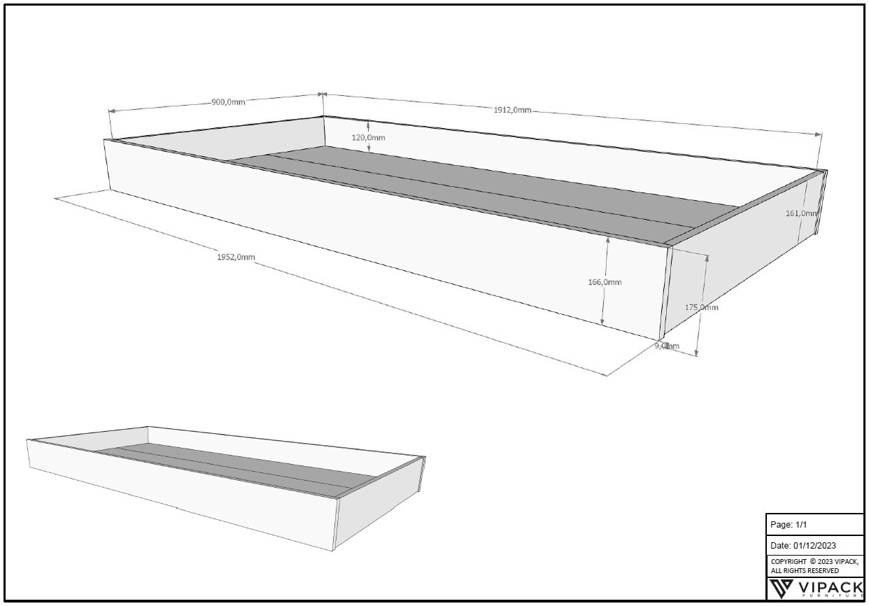 Home affaire Hausbett, (Made in Europe), aus massiver Eiche geölt, LF90x200 cm, m. Textilhimmel, Bettschublade