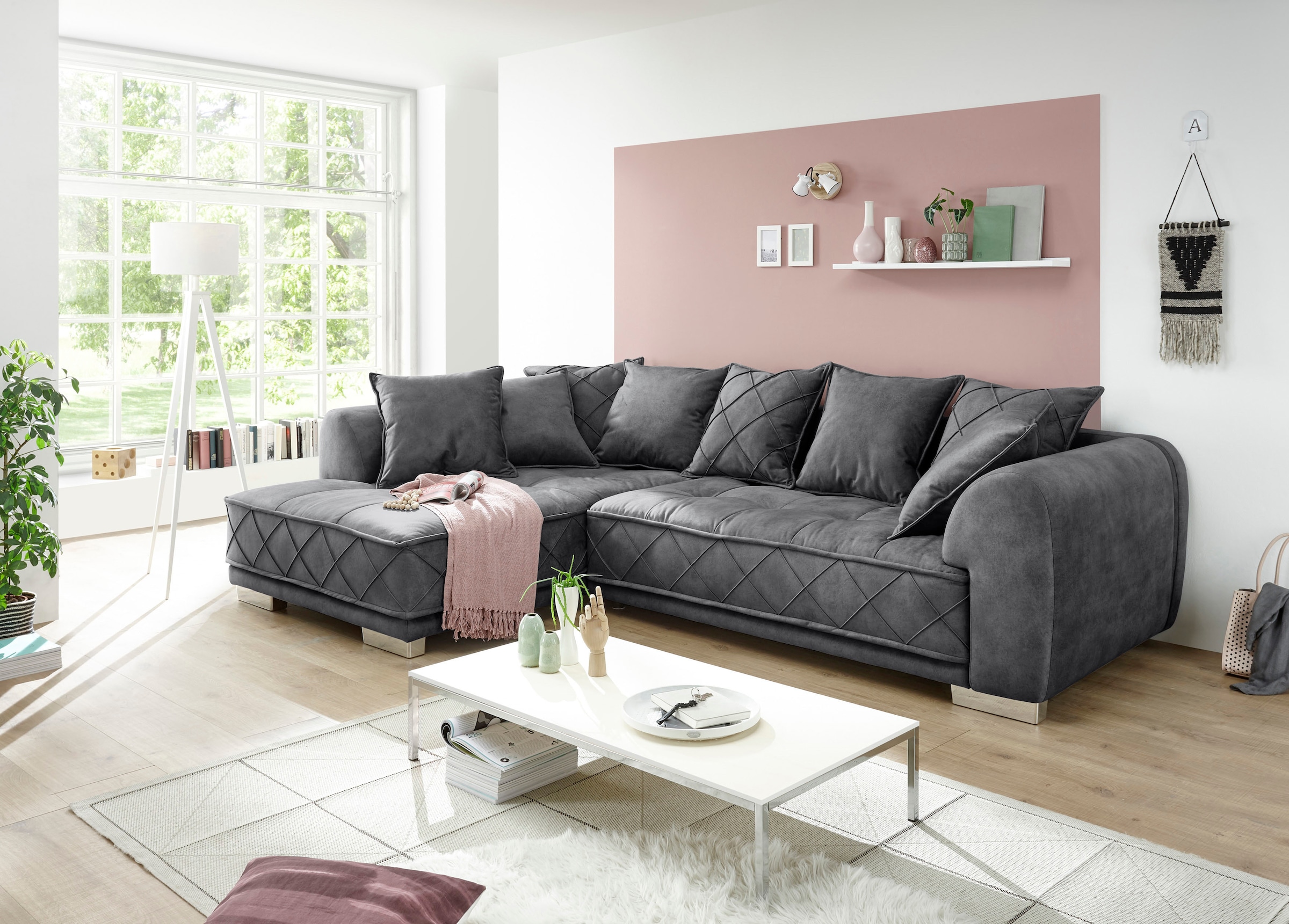 ED EXCITING DESIGN Ecksofa »Sentina L-Form« mit Rückenkissen günstig online kaufen