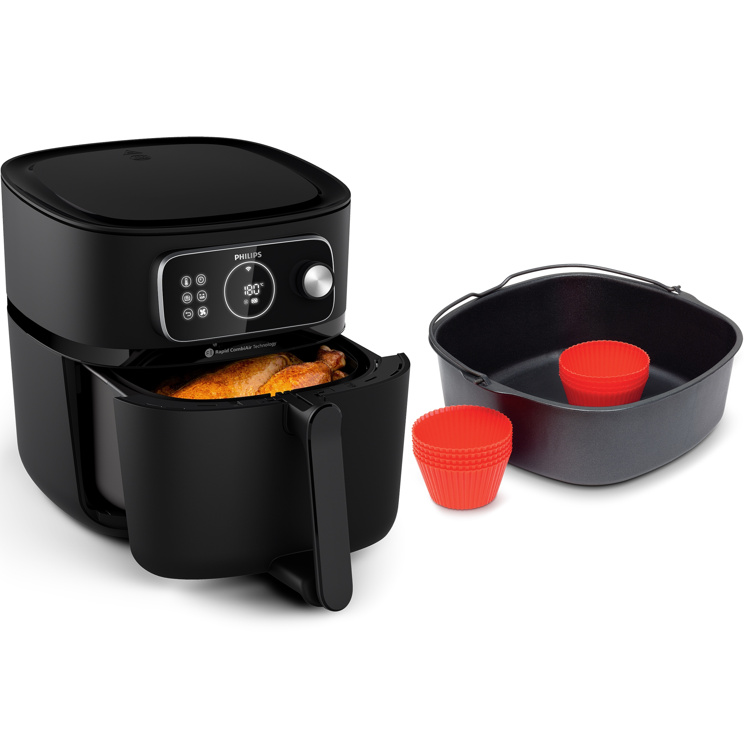 Philips Heißluftfritteuse »Airfryer XXL Kombi HD9876/90, mit 8,3 l, Rapid CombiAir Technologie«, 2200 W, Fassungsvermögen 8,3 l, 22 Kochfunktionen, QuickClean und WiFi Konnektivität