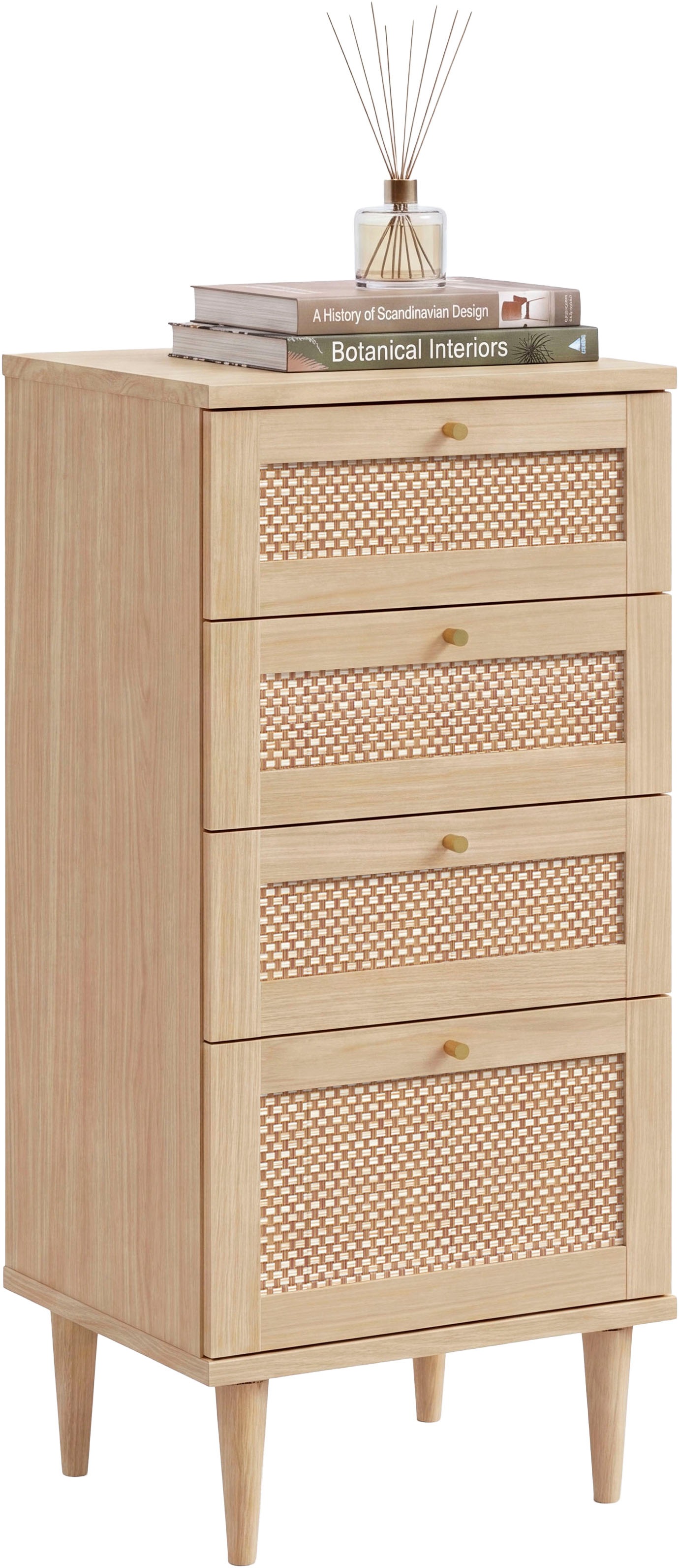 OTTO home Kommode »ELLIAN mit  Wiener Geflechtoptik, 4 Schubkästen« Holzfüße, Metallgriffe, Made in EU, viel Stauraum