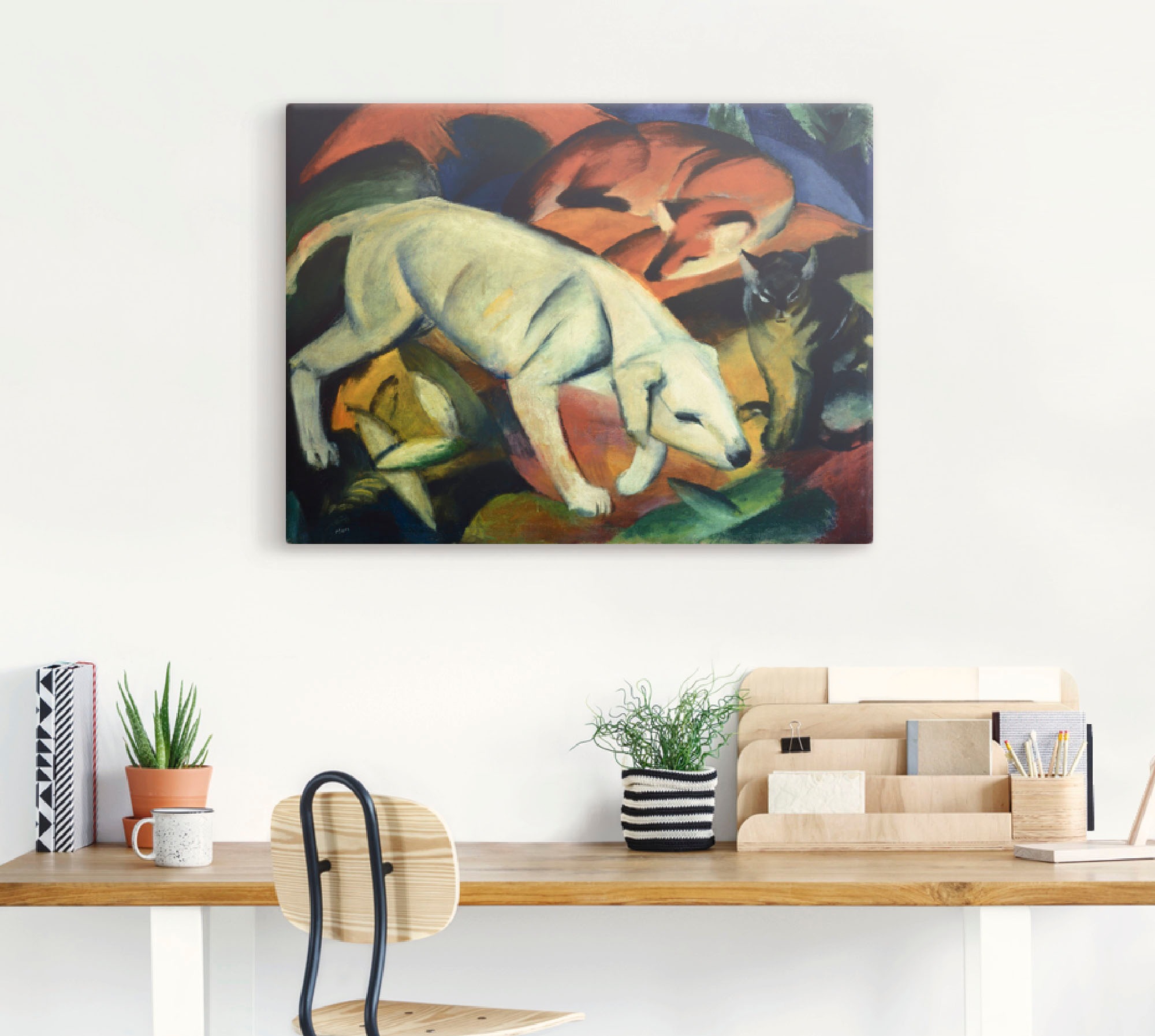 Artland Wandbild »Drei Tiere (Hund Fuchs und Katze). 1912«, Haustiere, (1 St.), als Leinwandbild, Wandaufkleber in verschied. Größen