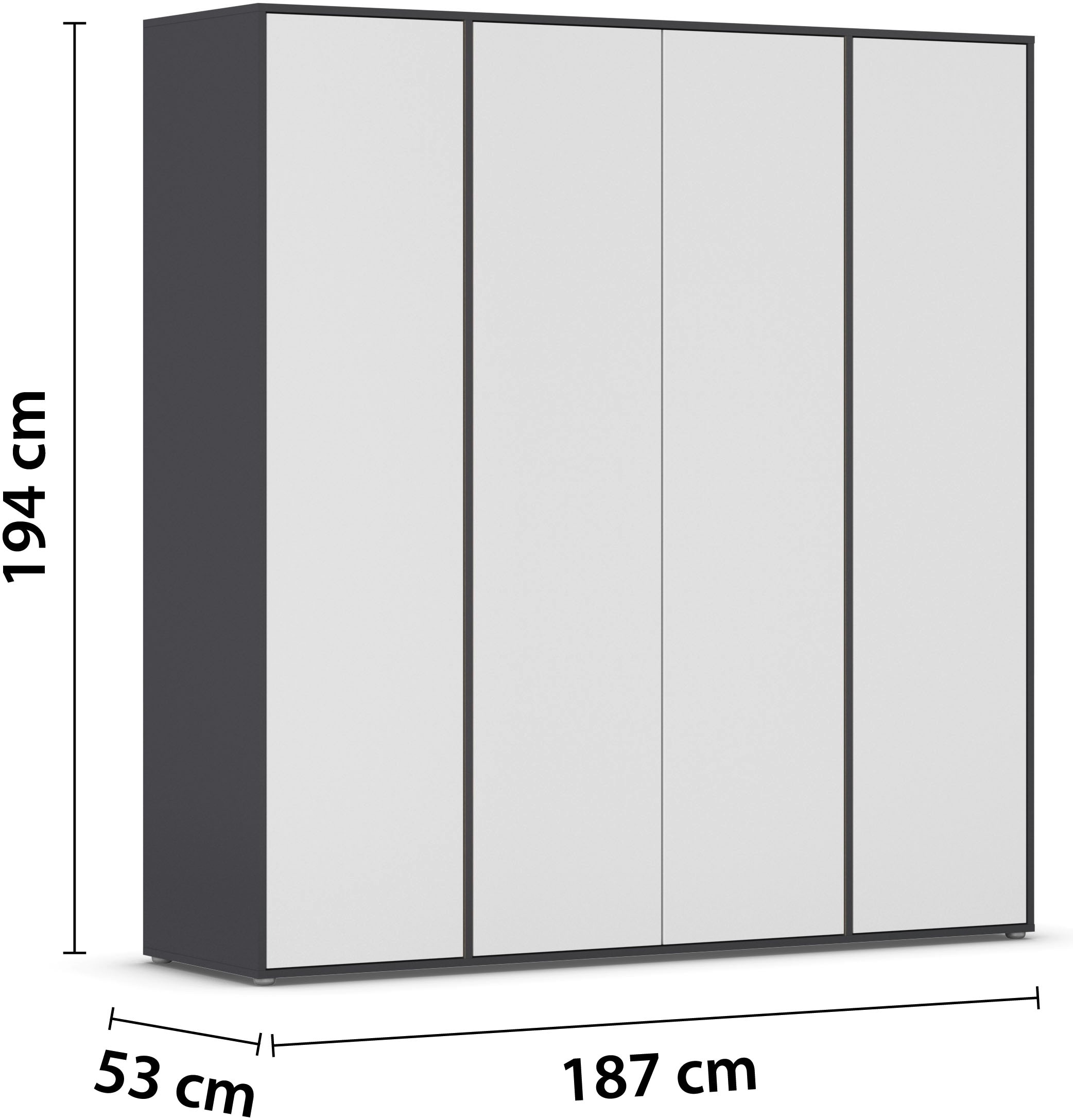 rauch Drehtürenschrank »Kleiderschrank Schrank Garderobe Wäscheschrank NABILA viel Stauraum«, (in 3 verschiedenen Ausstattungen BASIC/CLASSIC/PREMIUM), in 2 Breiten mit Push-to-Open Funktion TOPSELLER MADE IN GERMANY