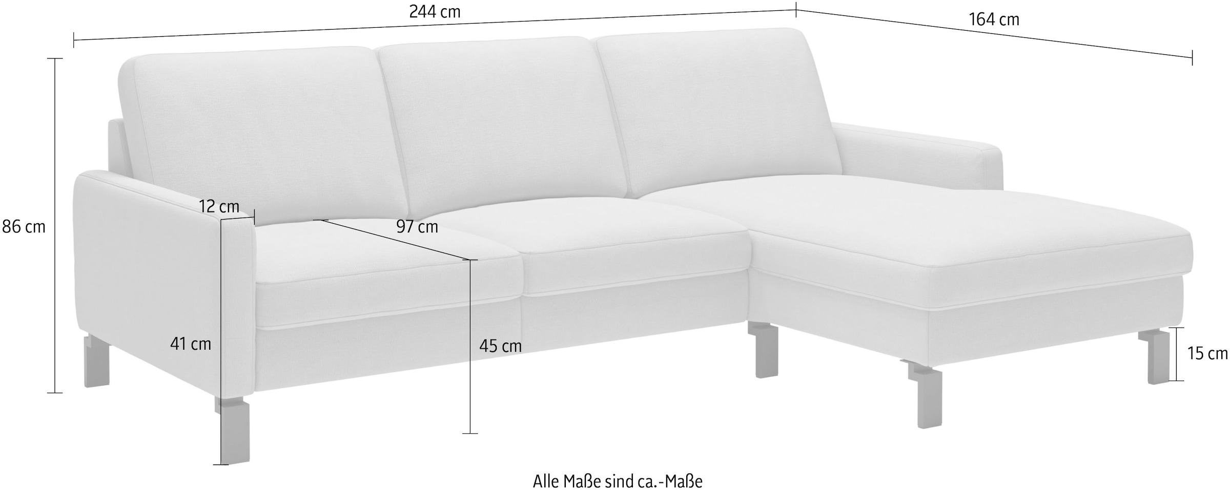 Home affaire Ecksofa inkl. saugroboterfreundliche Höhe & schmale Armlehnen