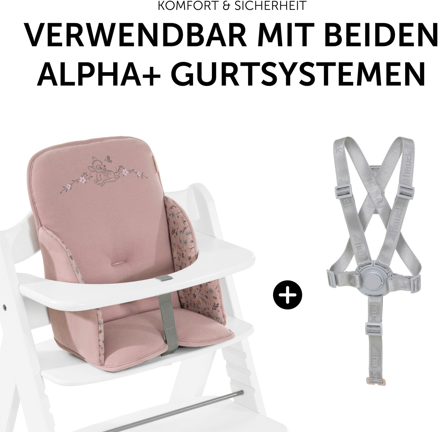 Hauck Sitzverkleinerer »Alpha Cosy Select, Bambi Rose«, für den ALPHA+ Holzhochstuhl