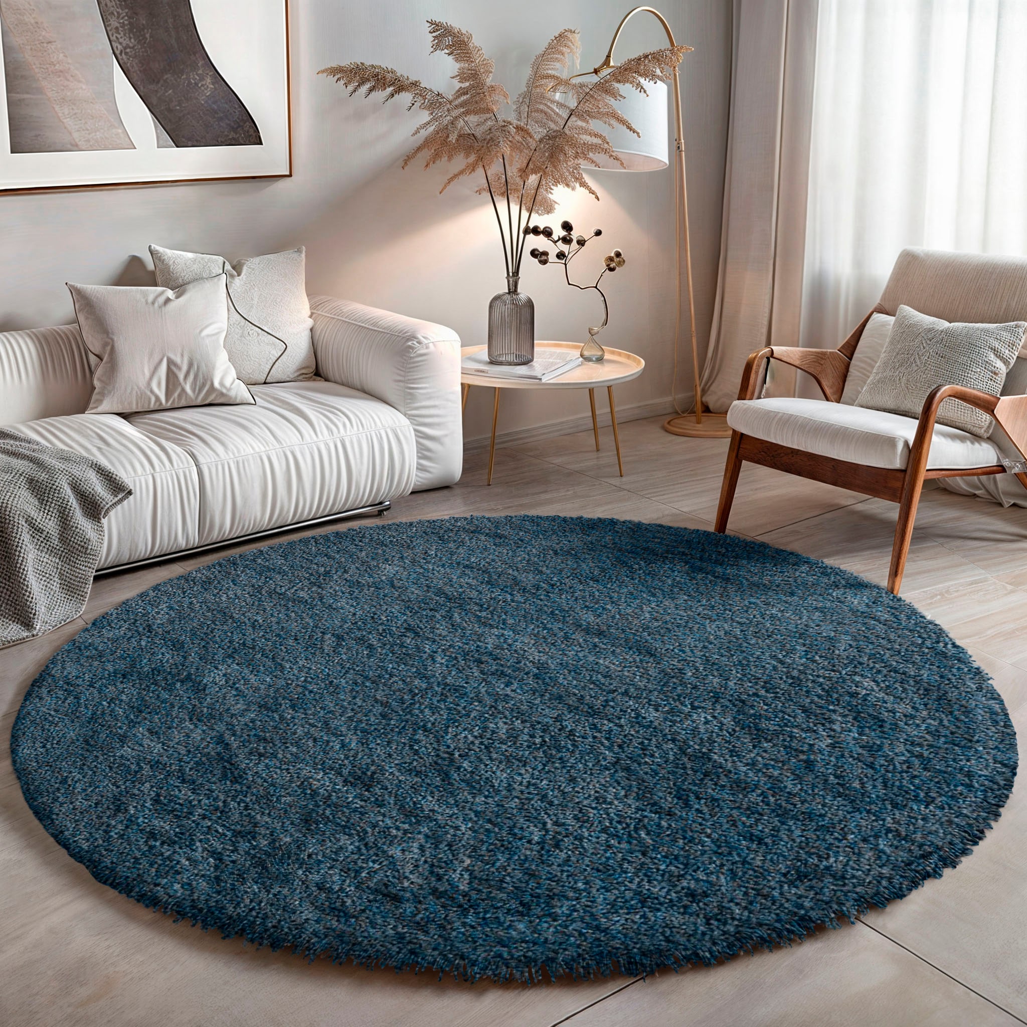 my home Hochflor-Teppich »Banji«, rund, 37 mm Höhe, Uni Farben, weich und f günstig online kaufen