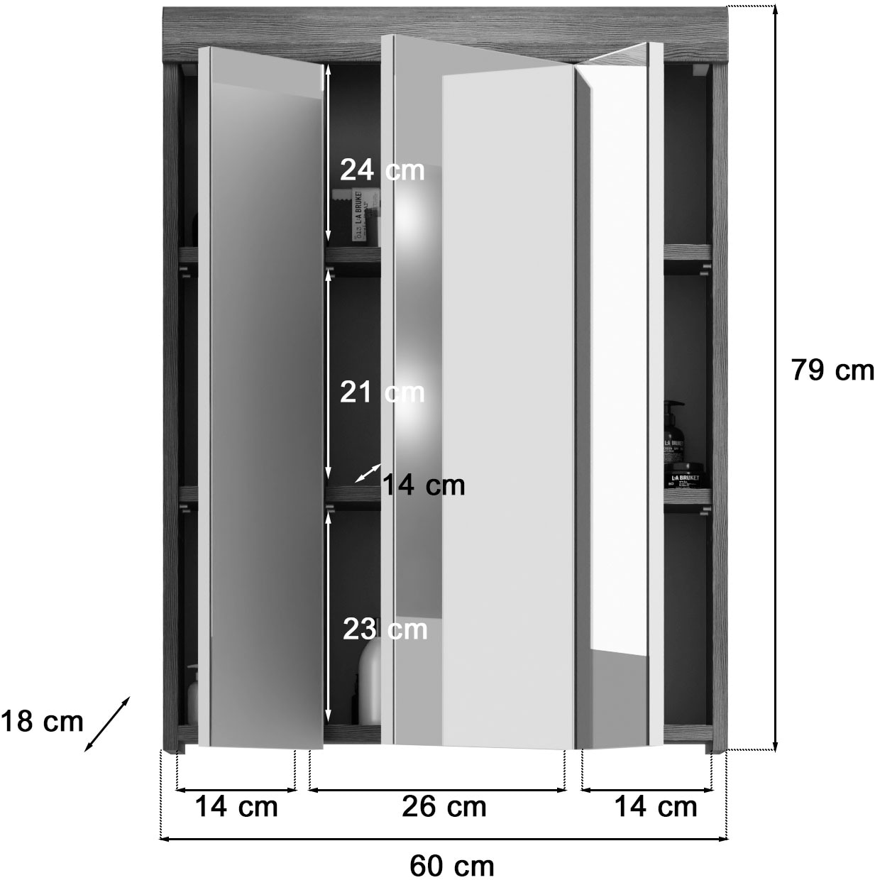 INOSIGN Badmöbel-Set »Siena, 2 teilig, inklusive LED Beleuchtung, bestehend aus:«, (Set, 2 St.), Waschbeckenunterschrank, Spiegelschrank, LED Badaufsatzleuchte