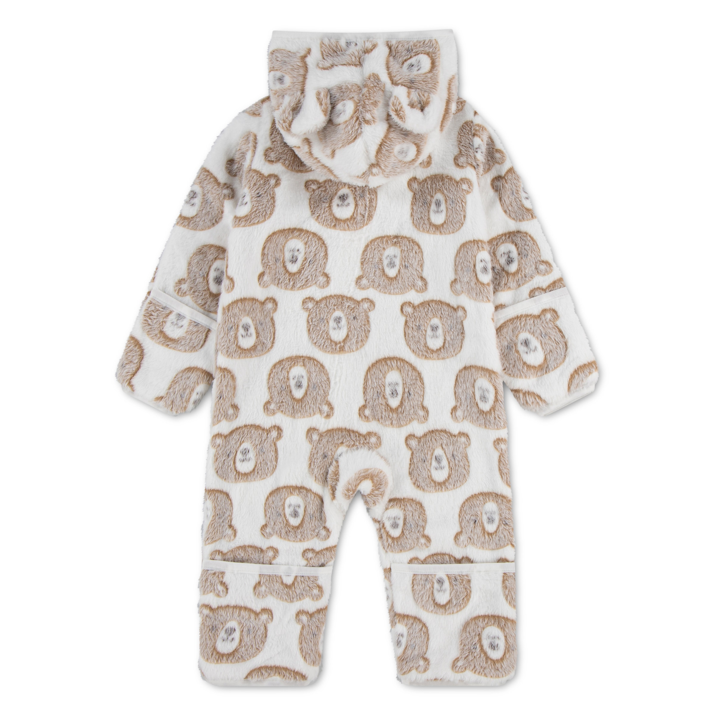 HUGGIES babywear Strampler »HUGN JACQUARD SHERPA PRAM« mit durchgehendem Reißverschluss - Teddymotiv / mit Kapuze