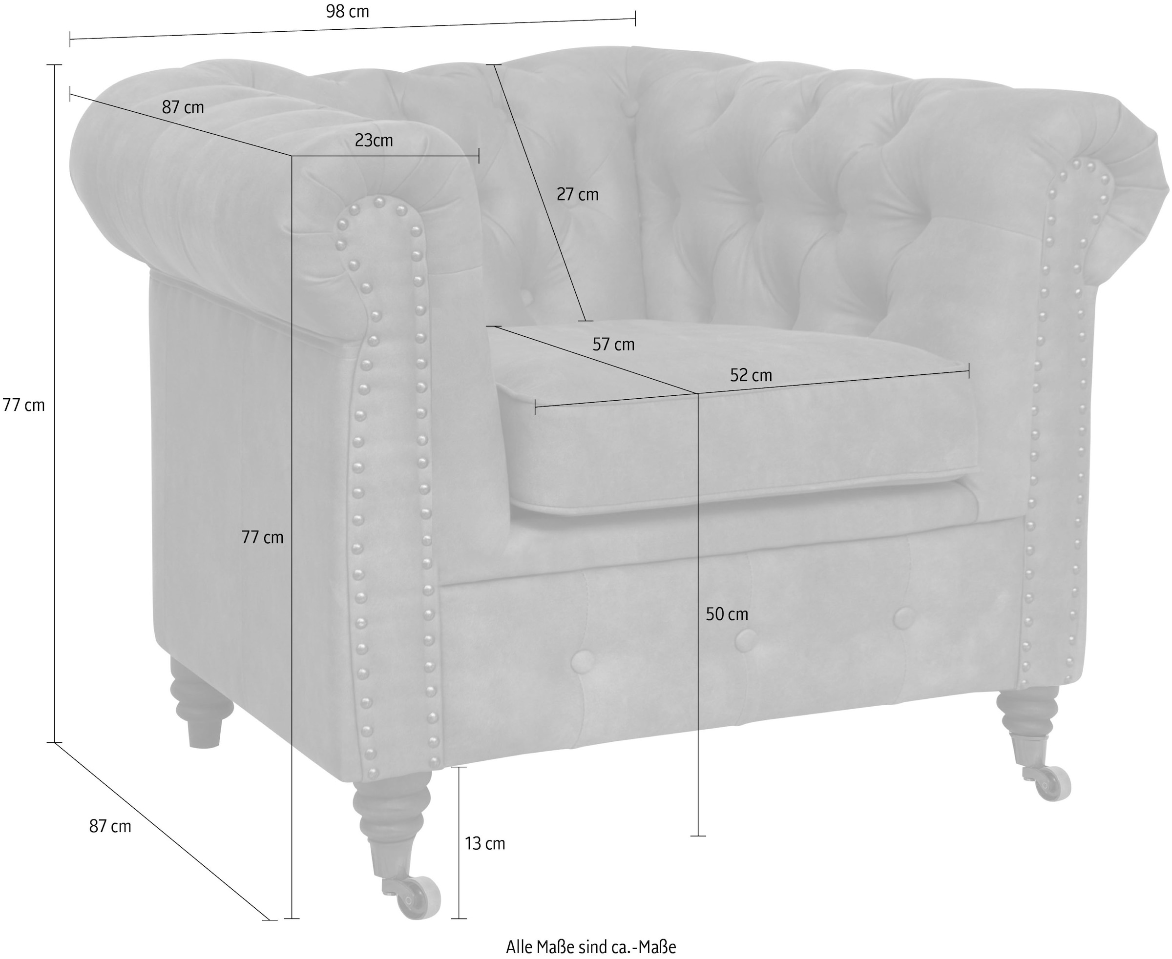 Home affaire Chesterfield-Sessel »Aarburg Sessel«, aufwändige Knopfheftung und Ziernägel im Chesterfield-Design