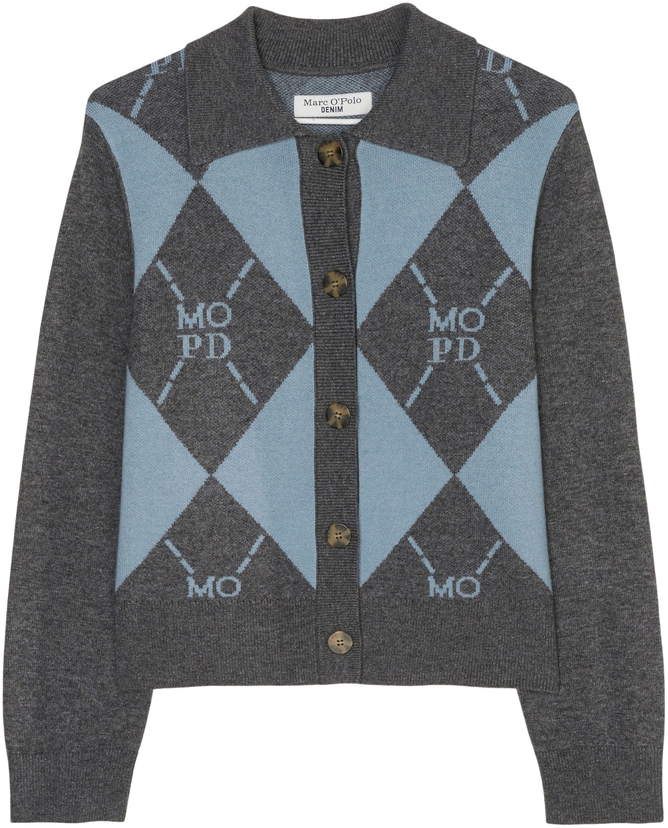 Marc O'Polo DENIM Jacquardstrickjacke, mit elegantem Rauten- und Logomuster