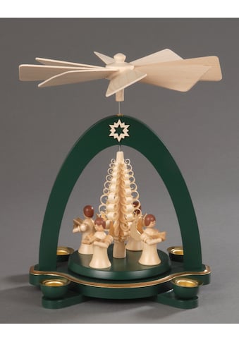 Albin Preissler Weihnachtspyramide »4 stehende Engel mit Spanbaum, Weihnachtsdeko«, (1... kaufen