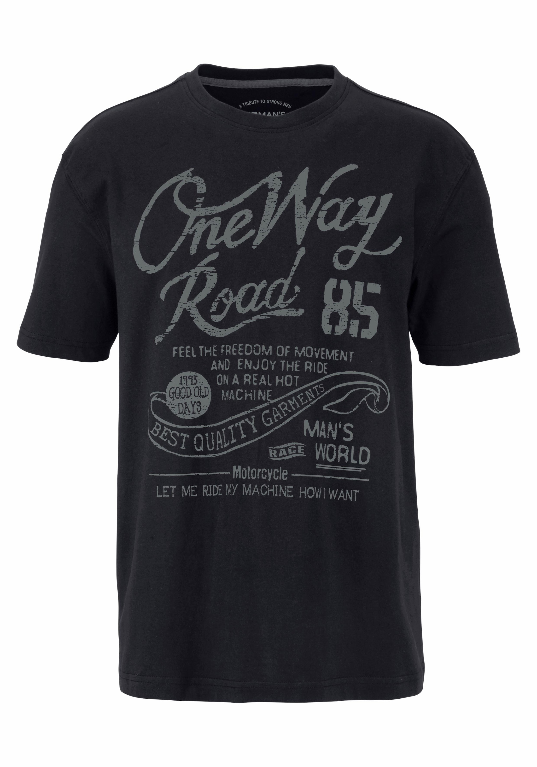Man's World T-Shirt, Kurzarm, Regular Fit, mit Print, Rundhals, im Used-Look