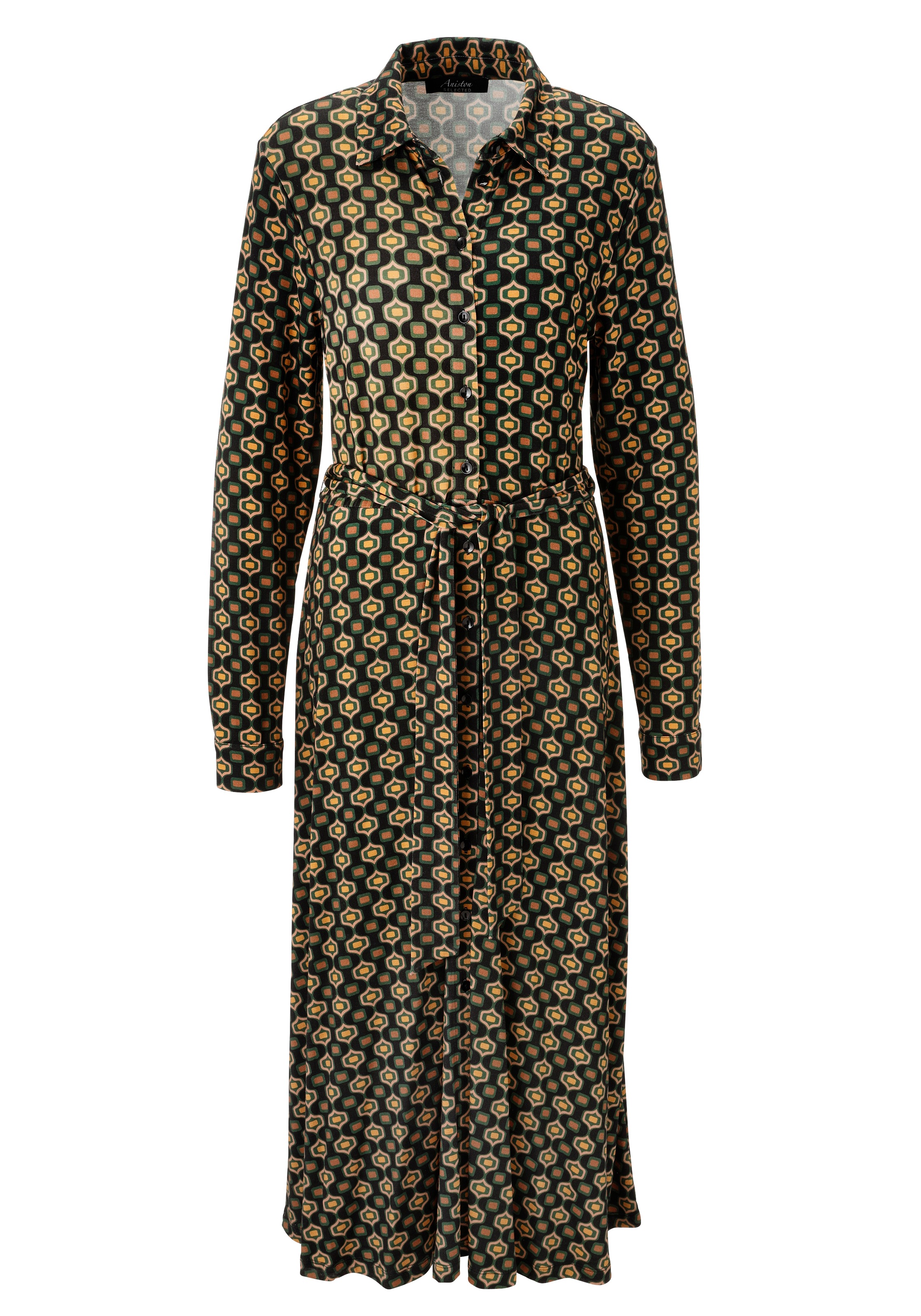 Aniston SELECTED Jerseykleid, mit Retromuster und abnehmbarem Bindeband - NEUE KOLLEKTION