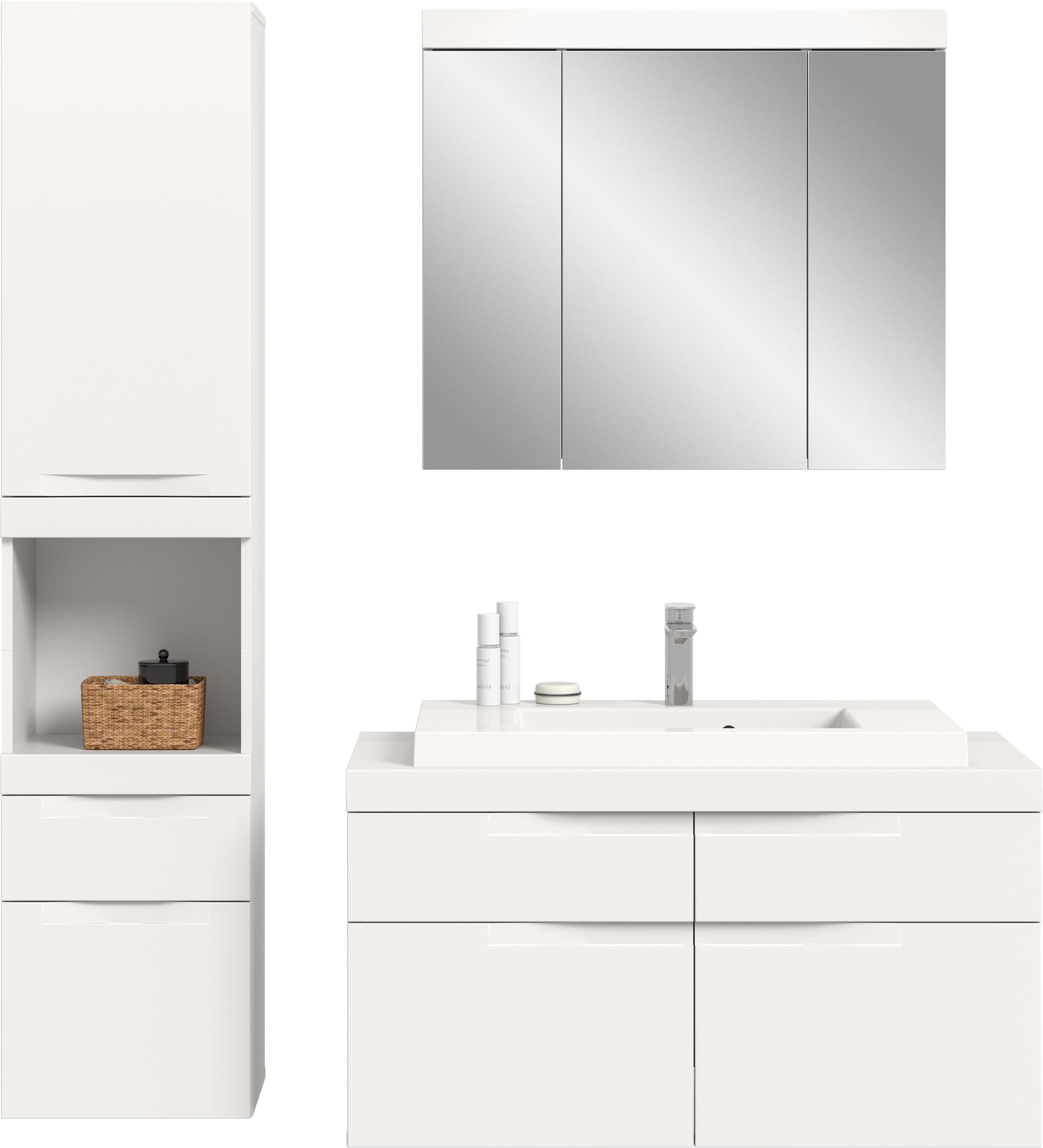 OTTO home Badmöbel-Set »MAOI, 3-tlg. Badkombi, hochwertige MDF Front, optional mit Beleuchtung«