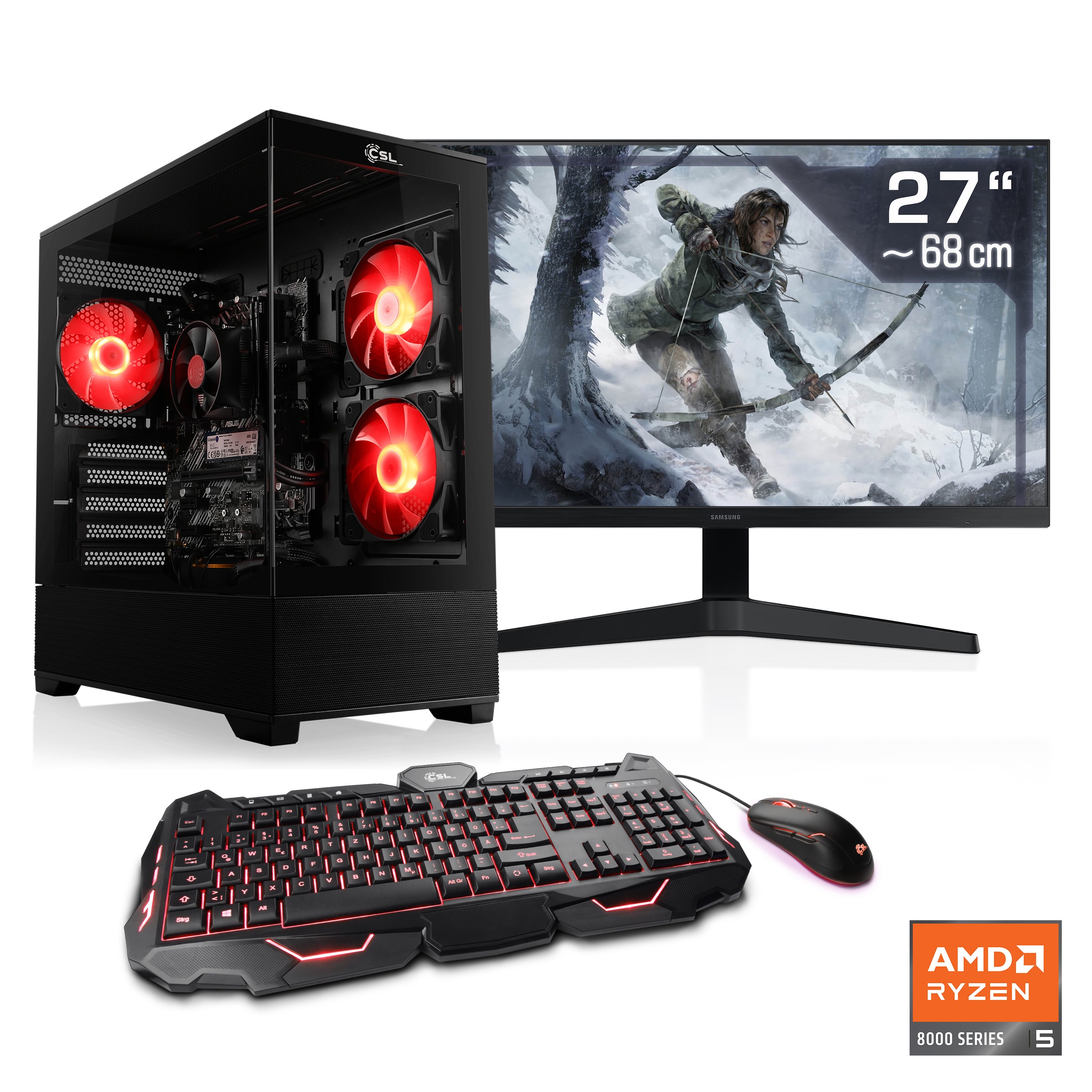 CSL Gaming-PC-Komplettsystem »AeroVision V24412« 27 ″ AMD Ryzen 5 32 GB RAM 1.000 GB SSD