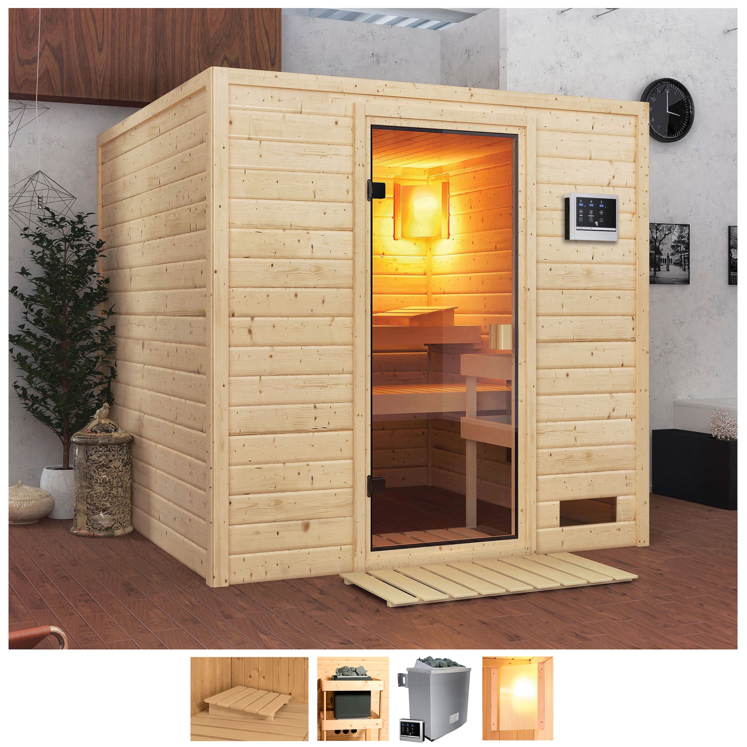 welltime Sauna »Jacky«, 4,5-kW-Ofen mit ext. Steuerung günstig online kaufen