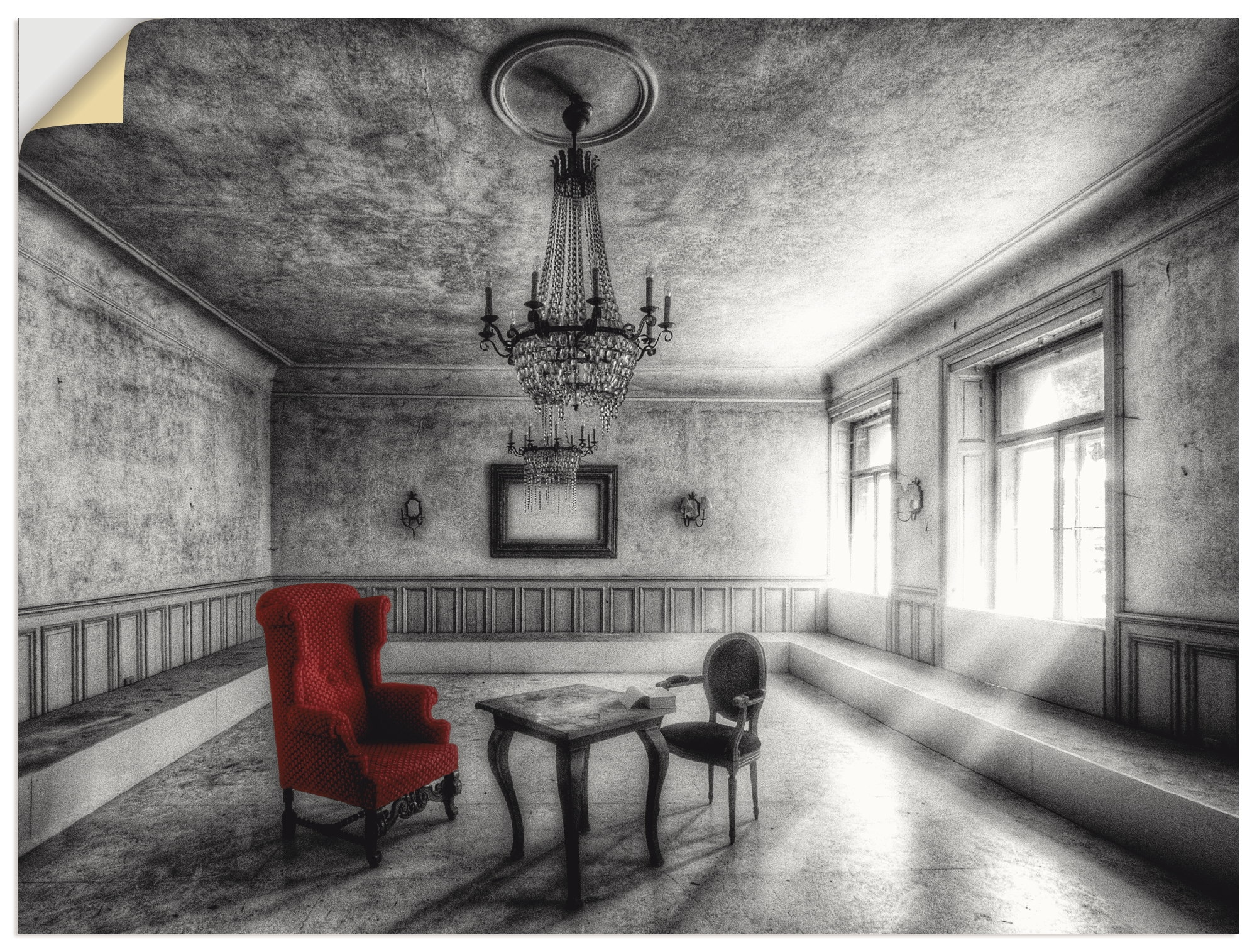 Artland Wandbild »Lost Place - Roter Sessel«, Architektonische Elemente, (1  St.), als Alubild, Leinwandbild, Wandaufkleber oder Poster in versch. Größen  auf Raten kaufen