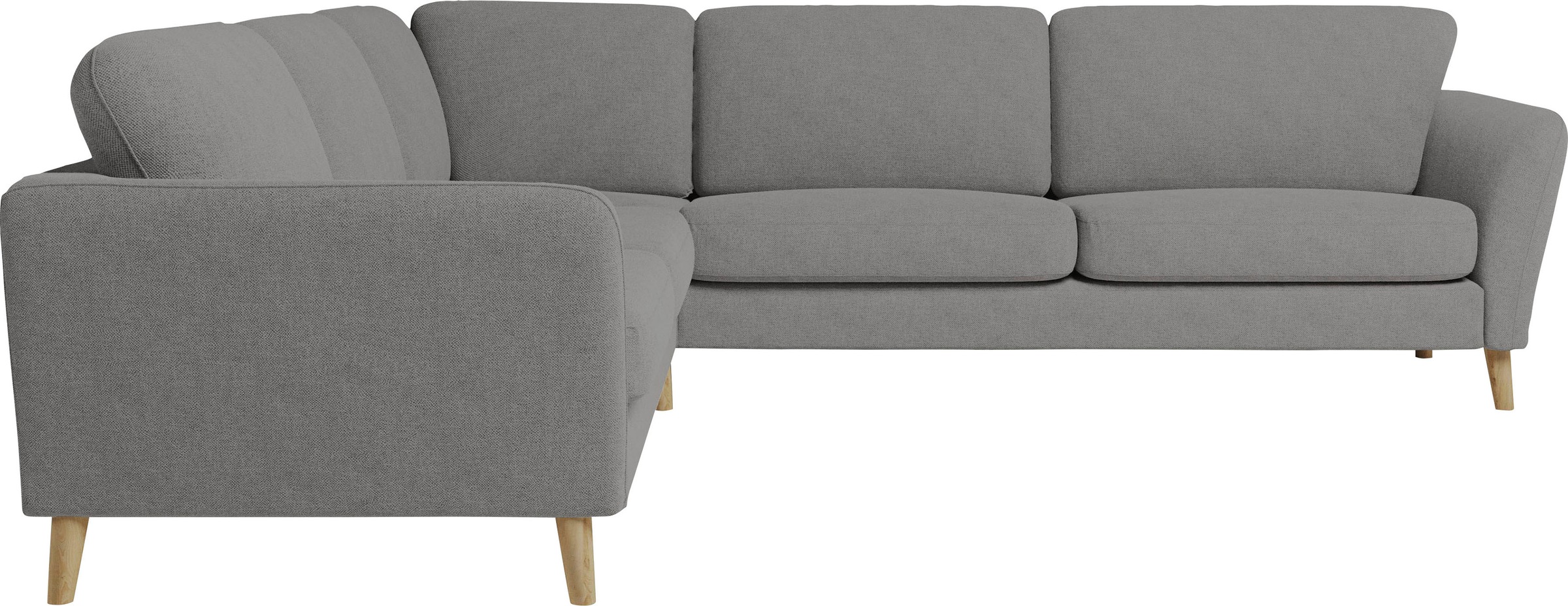Home affaire Ecksofa »MARSEILLE 278/278 cm, L-Form, Webstoff, Flachgewebe, Filzoptik«, gleichschenklig, Massivholzbeine, Landhausstil, Wellenunterfederung