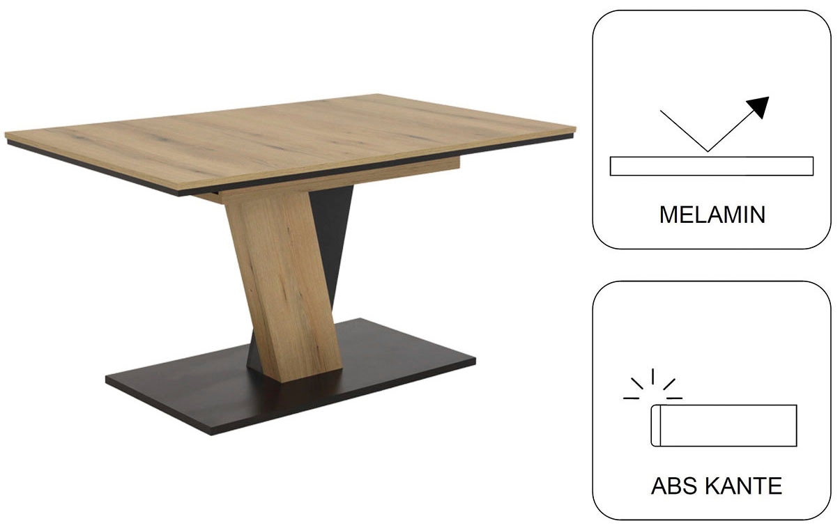 OTTO home Essgruppe »"Altona", Esstisch ausziehbar plus 6 Stühle, TOPSELLER!« Esstisch ausziehbar 140 - 180 cm, 6 Freischwinger, 7 tlg. tlg. Säulentisch 140-180x90 cm, Stuhl mit Federkorb, 140 kg belastbar
