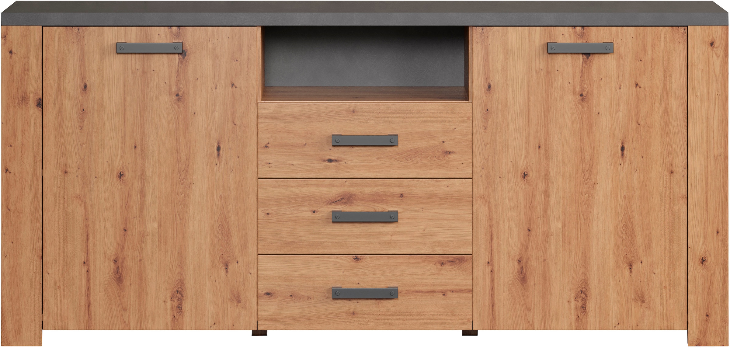 Home affaire Sideboard »Ambres«, (1 St.), Kommode Echtholzoptik, Maße BxH: 180x83 cm, Eiche