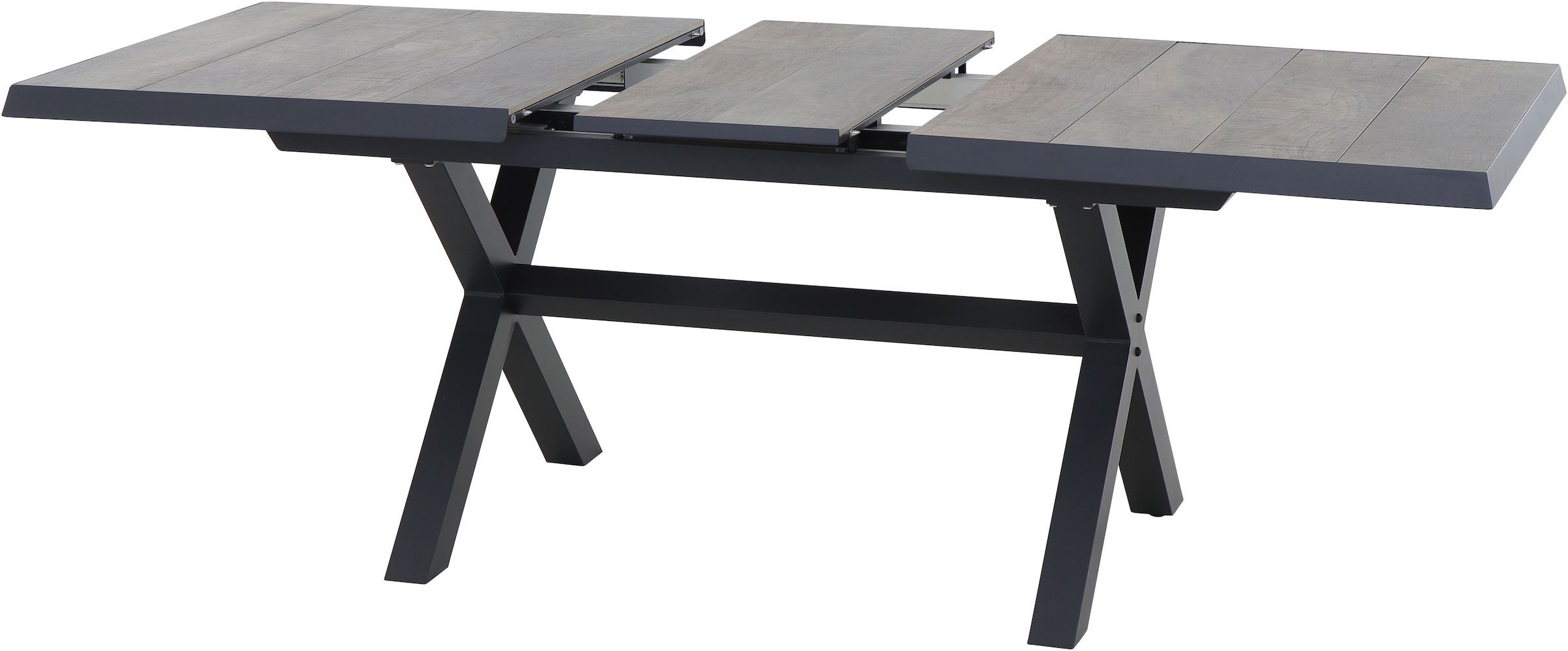 Siena Garden Gartentisch »SINCRO Ausziehtisch 160/200x90cm matt anthrazit« Aluminiumgestell matt anthrazit, Tischplatte aus Keramik, washed grey