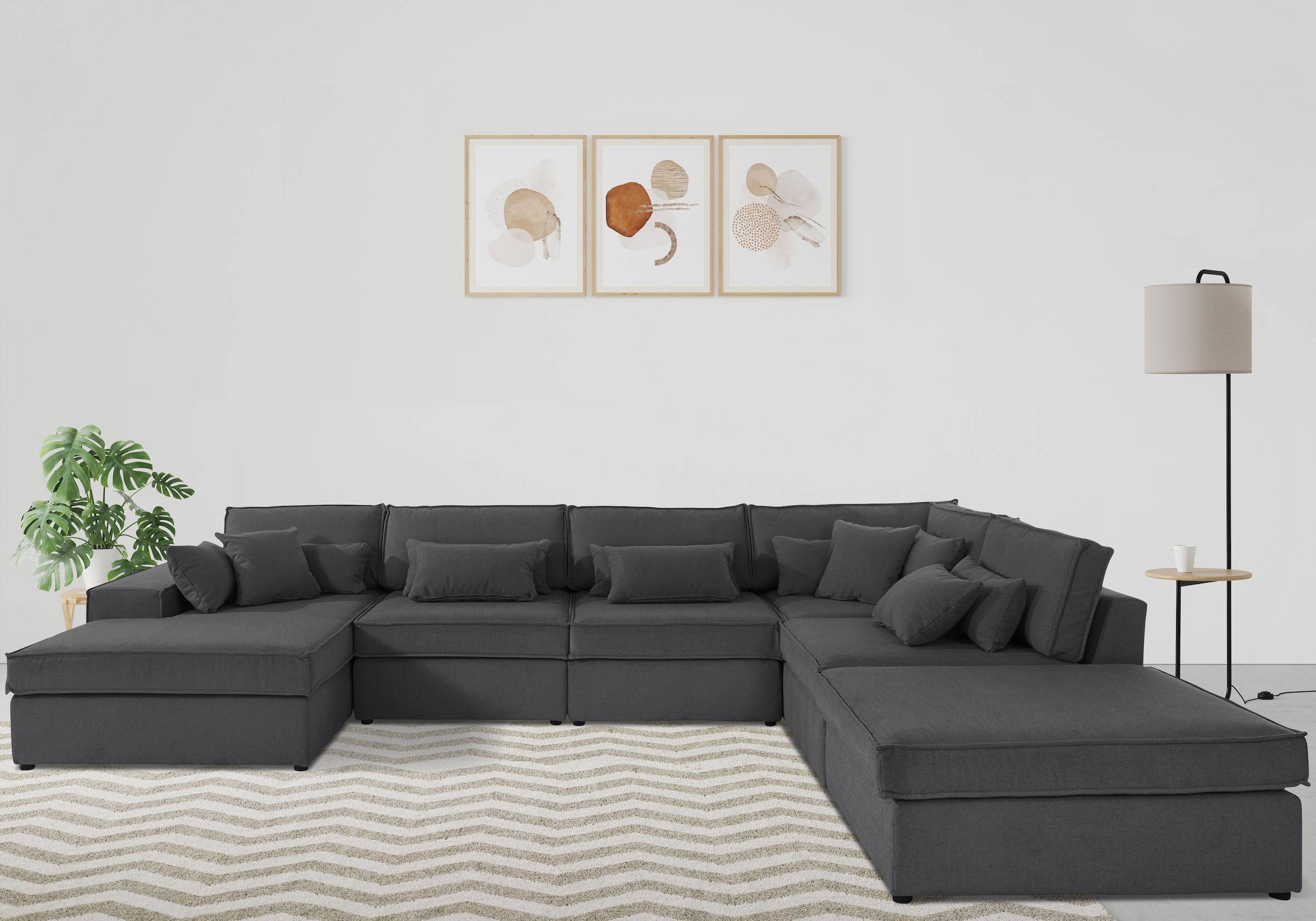 OTTO home Wohnlandschaft »Florid U-Form« 6 Teile, bestehend aus Modulen, vi günstig online kaufen