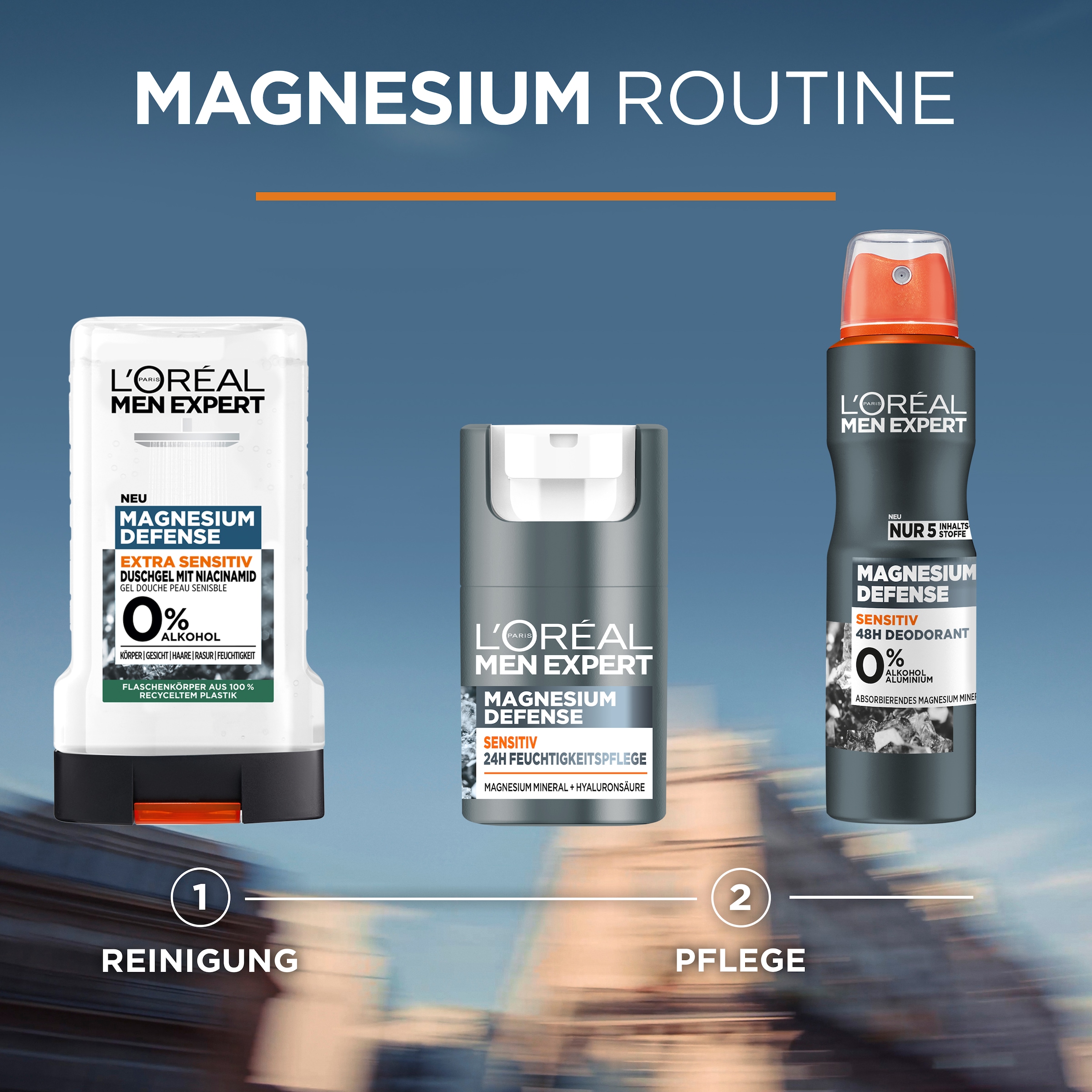 L'ORÉAL PARIS MEN EXPERT Gesichtsgel »Magnesium Defense Pflege« für emfpindliche Haut, mit Hyaluronsäure, feuchtigkeitsspendend