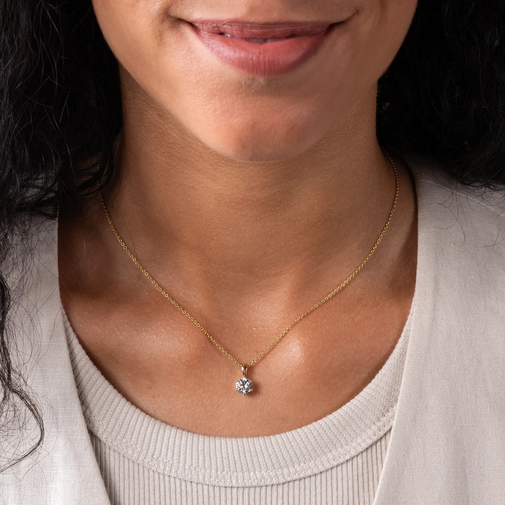 LYOMI Kettenanhänger »585/- Gelbgold 1 synth. Diam. 1,0 ct.«