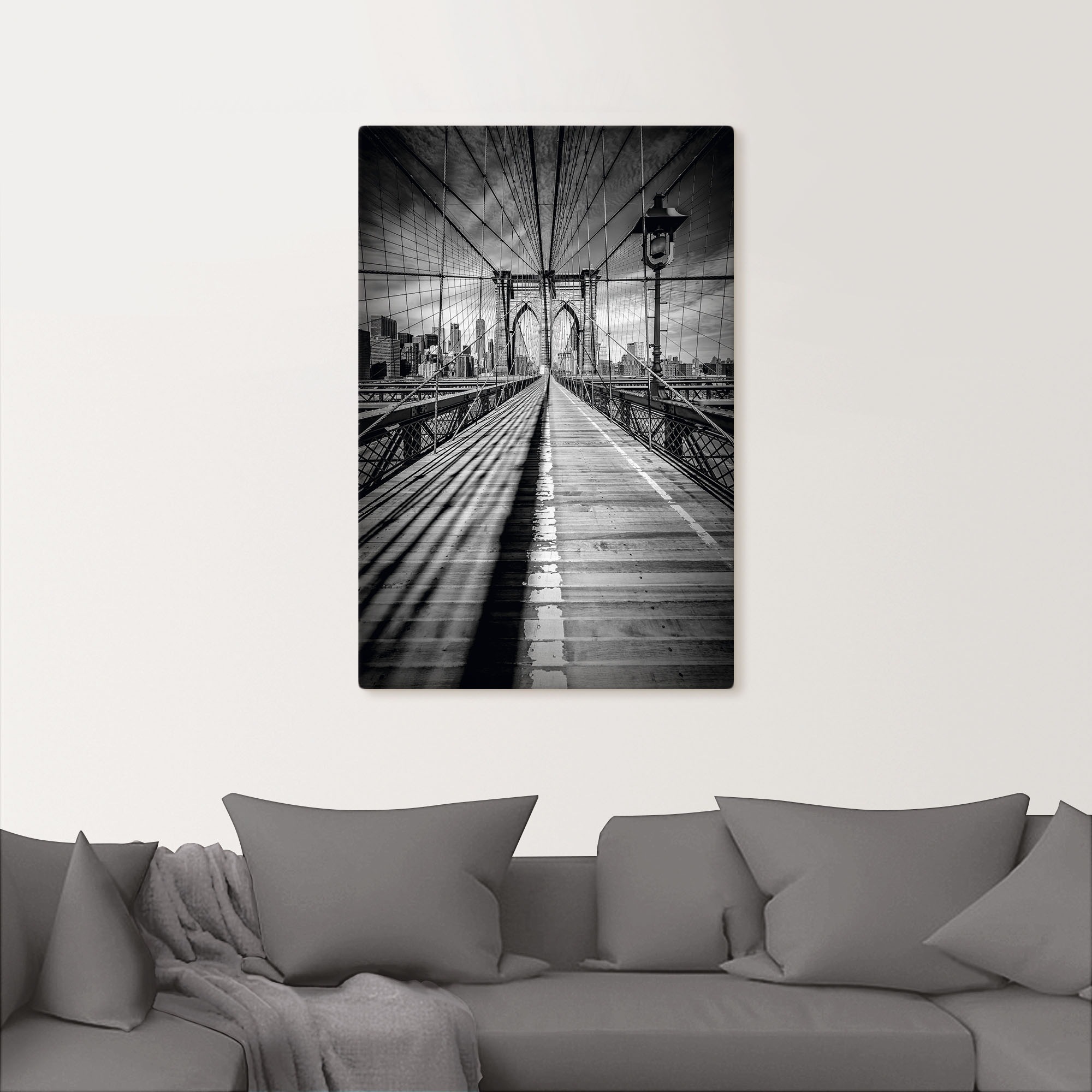 Artland Wandbild »Brooklyn Bridge, New York City Monochrom«, New York, (1 St.), als Leinwandbild, Poster in verschied. Größen